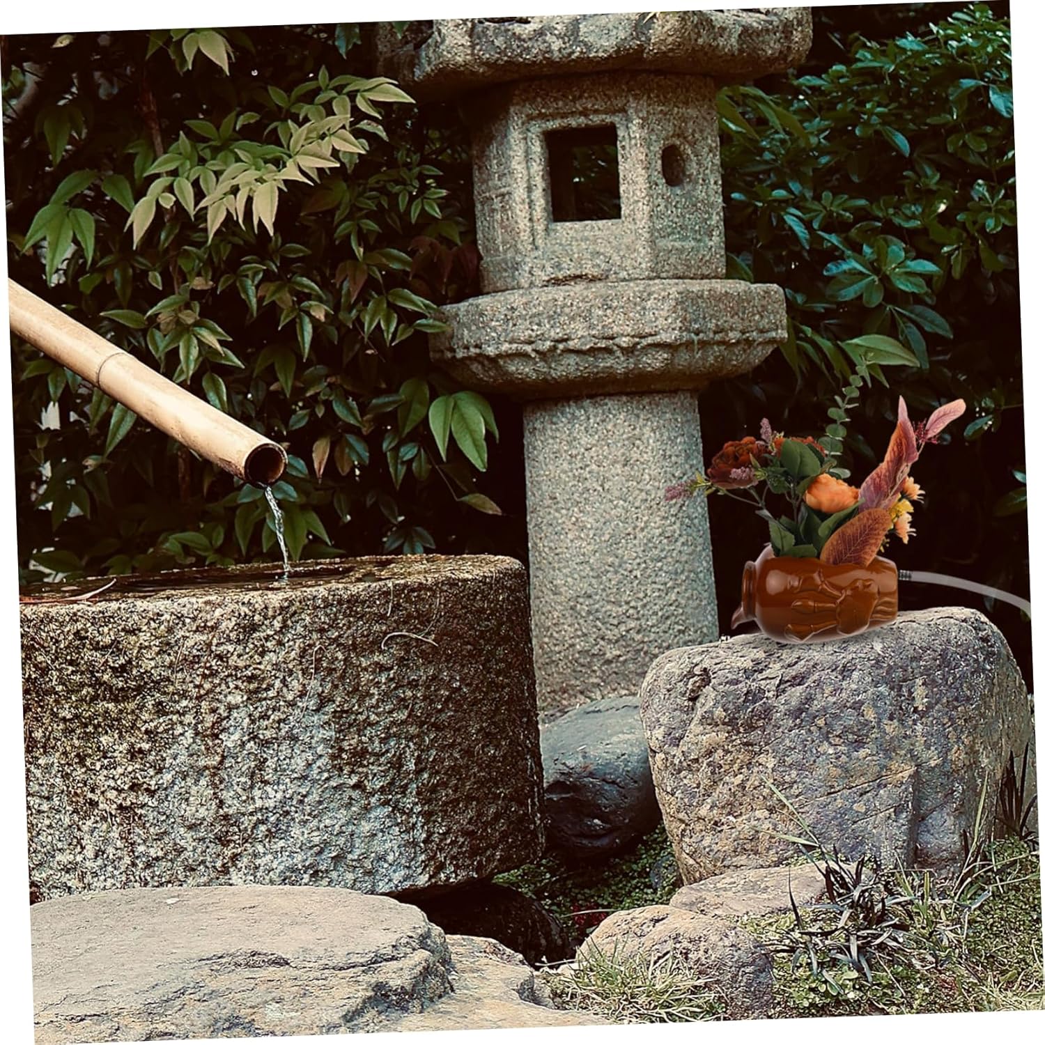 Ceramic Waterfall Jar Indoor Decorative Fountain for Hydroponic Planters and Relaxing Water Flow