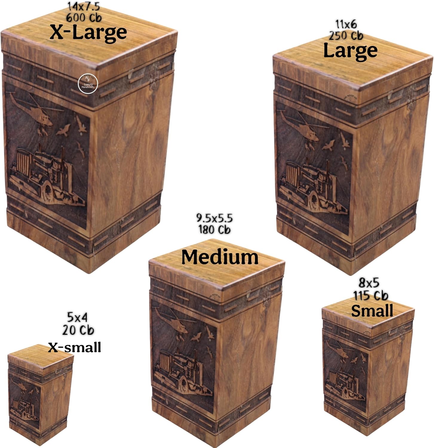 Vintage Truck Wooden Cremation Urn for Ashes - 5 Sizes