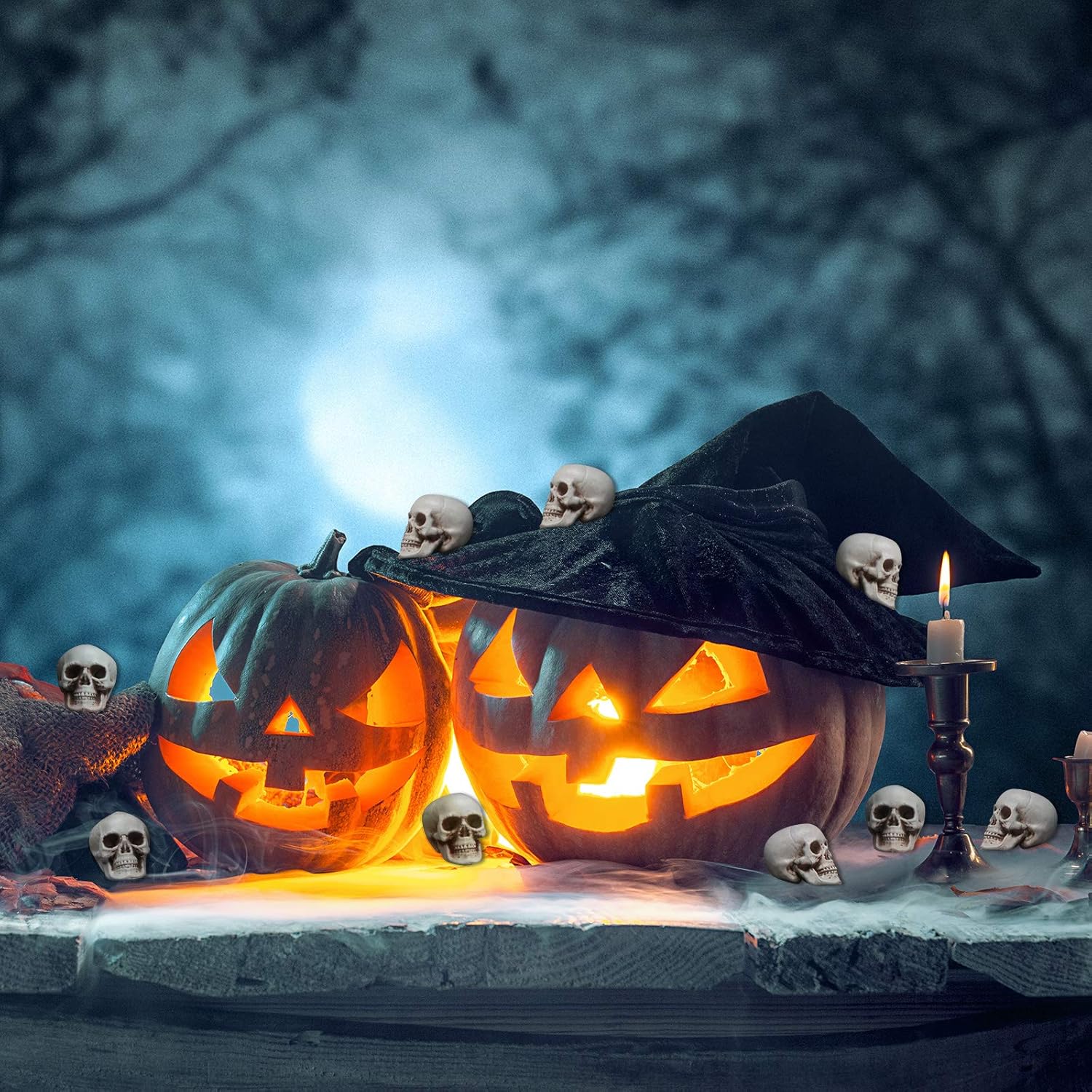 Gejoy 20 Pcs Halloween Mini Skulls Set for Home Decor