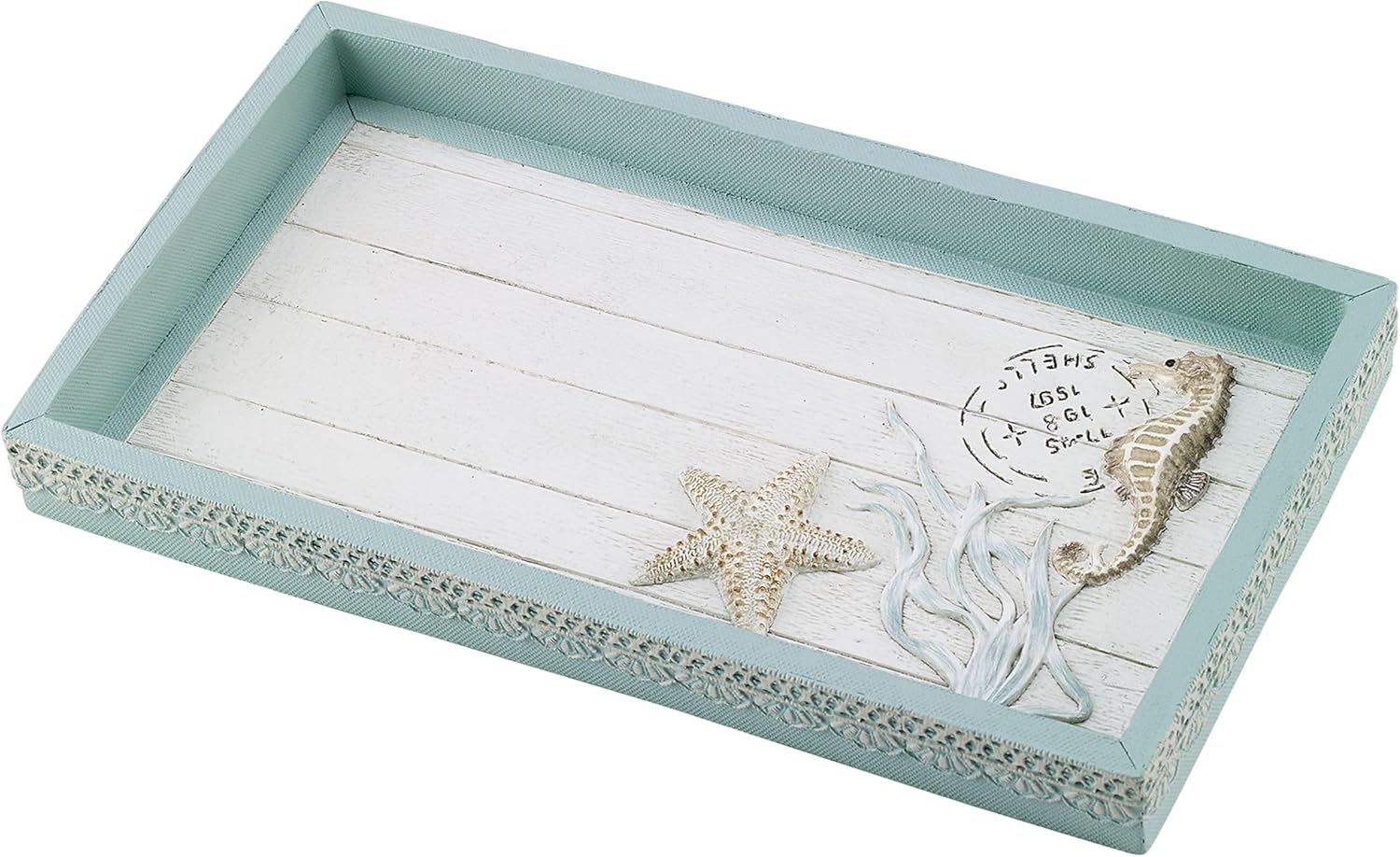Avanti Linens Decorative Tray Farmhouse Shell Collection