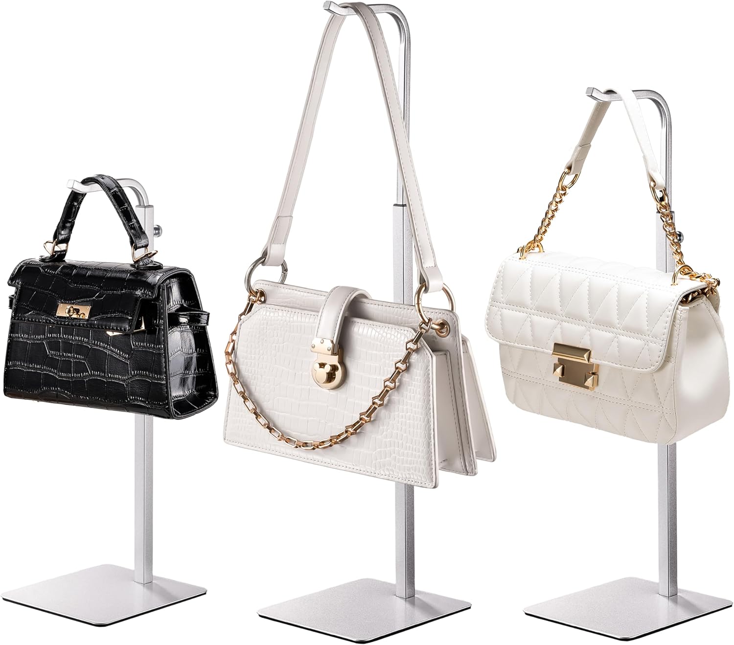 3 Pcs Purse Holder Handbag Display Stand Silver Hanger Rack for Bags Purses and Wreath