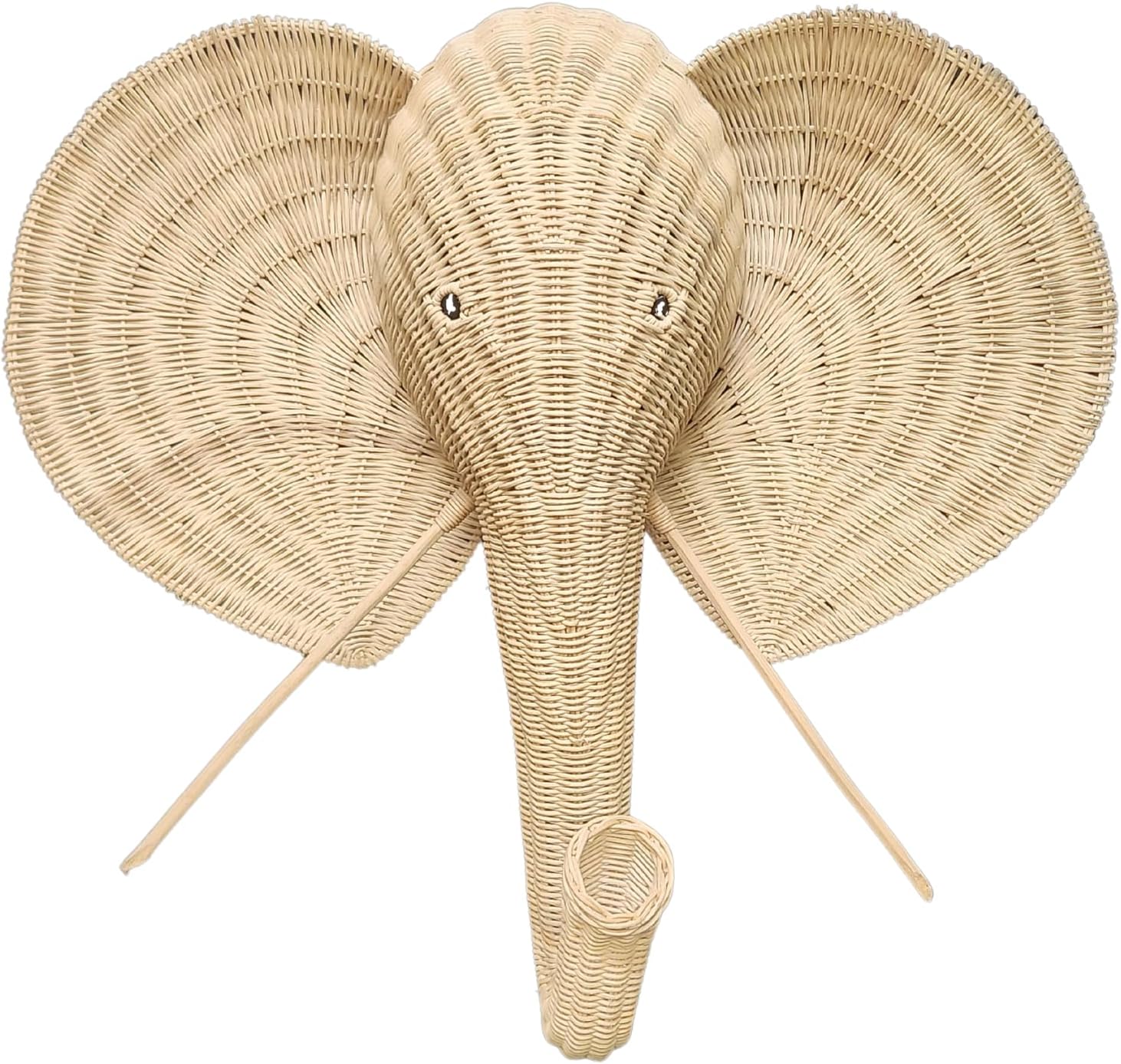 WorldBazzar 32 Inch Rattan Elephant Head Sculpture