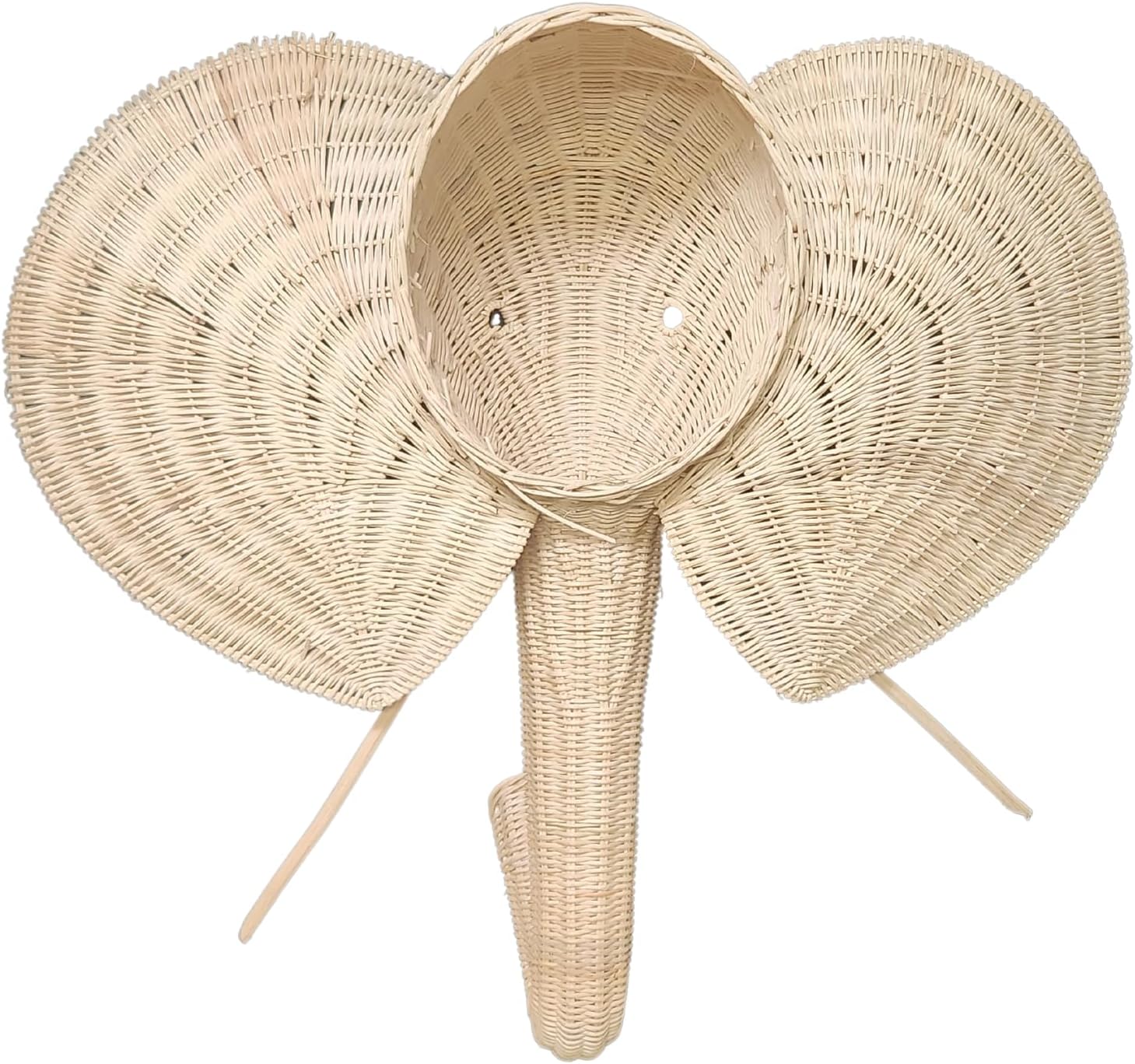 WorldBazzar 32 Inch Rattan Elephant Head Sculpture