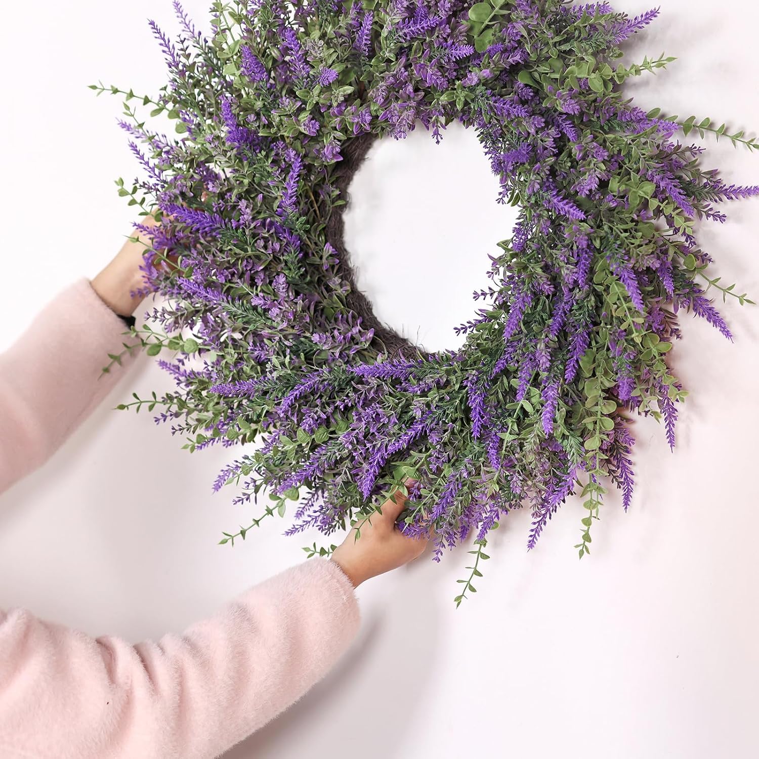 26 Inch Large Eucalyptus Lavender Wreath for Front Door