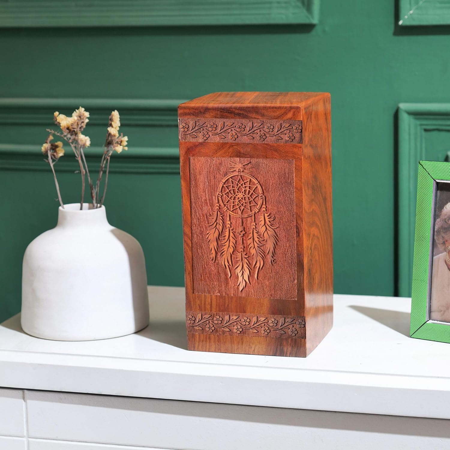 Dream Catcher Urn for Human Ashes - 1125 Inch Wooden Cremation Urn