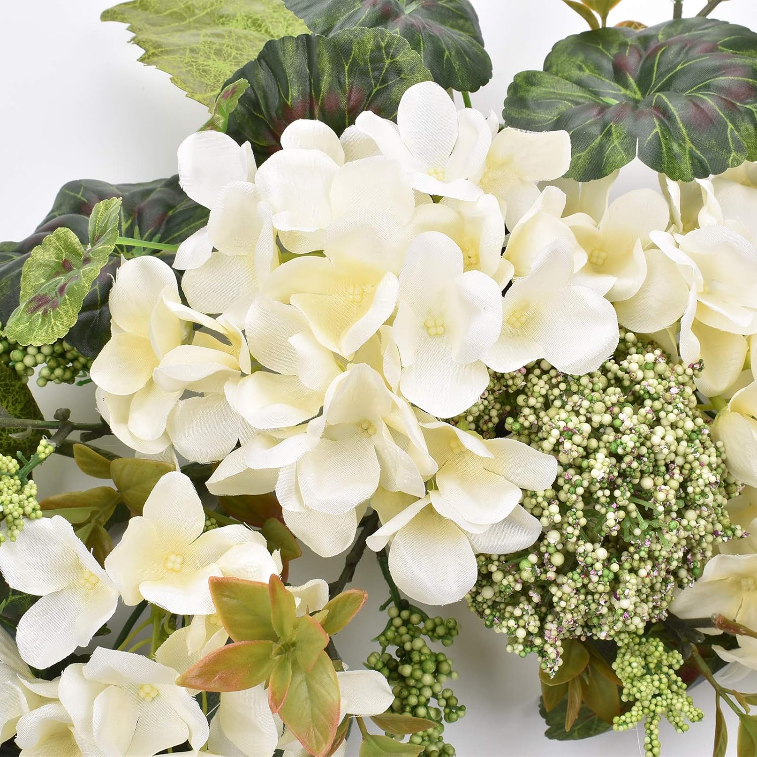 I-GURU Artificial Hydrangea Swag 28 Inch White Decor