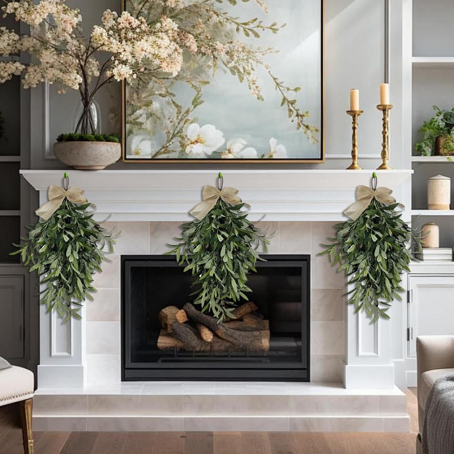 Olive Teardrop Swag Wreath Pendant 236 Inch Front Door Hanger Decor