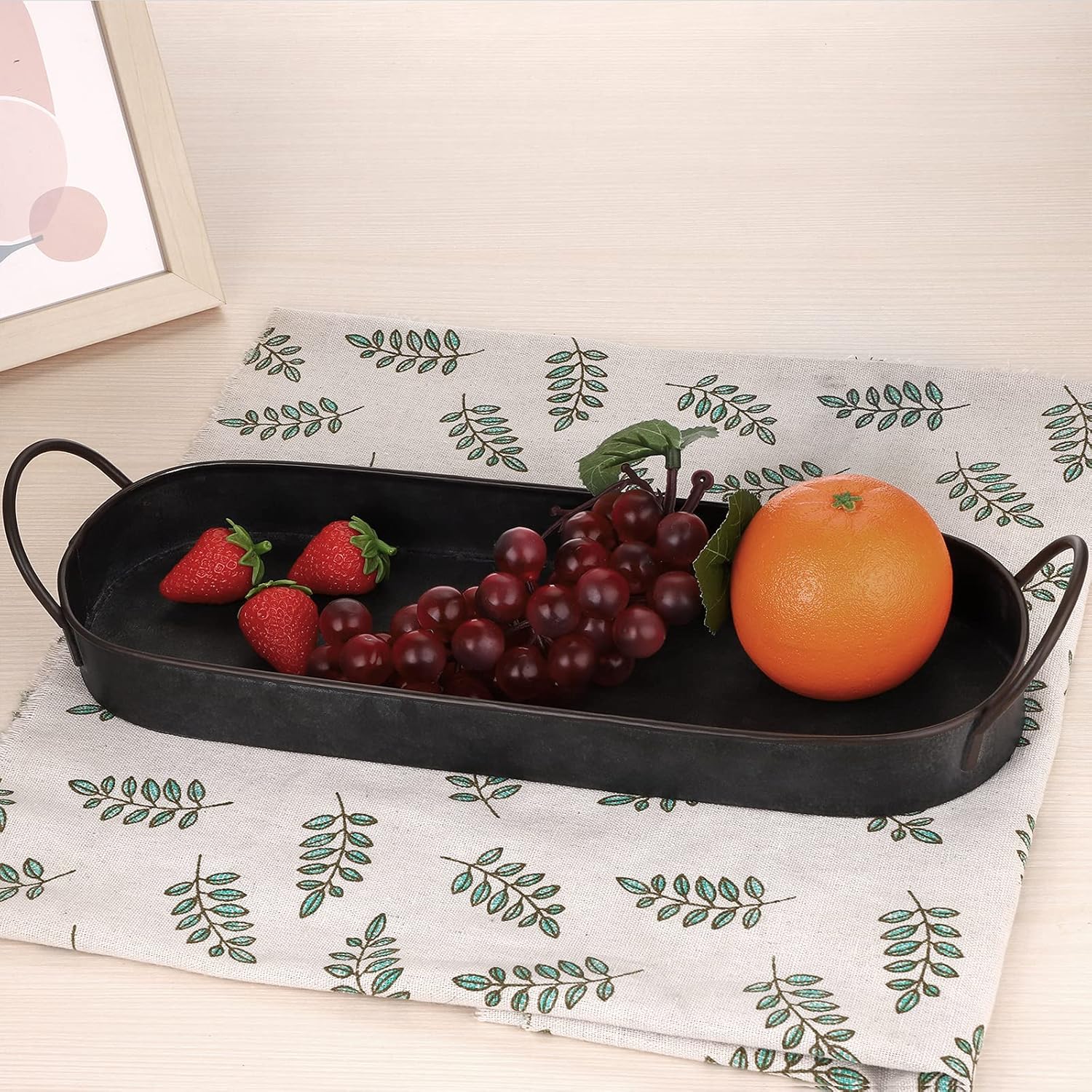 Hipiwe Rustic Metal Serving Tray with Handles 1