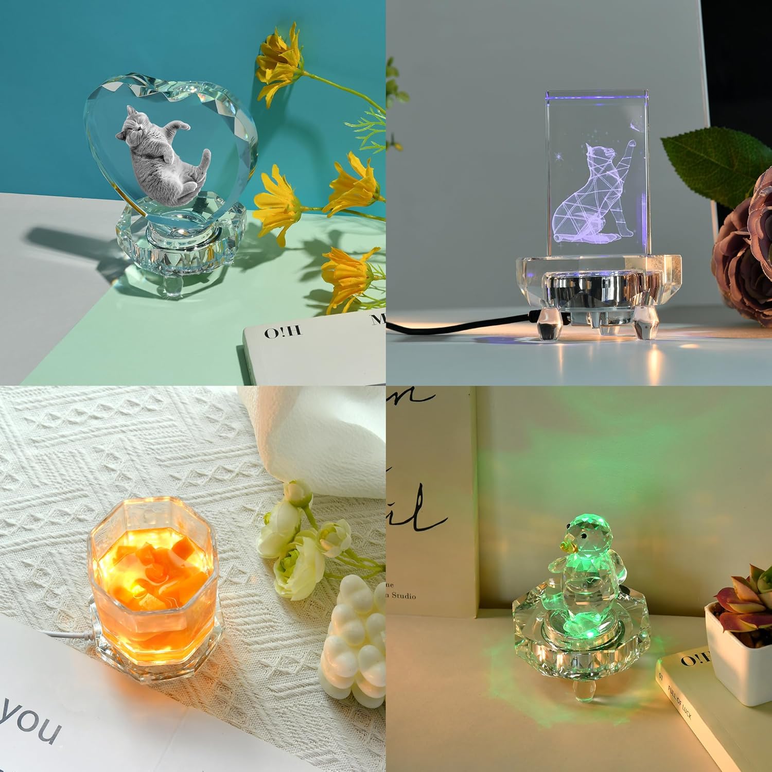 IFOLAINA Crystal LED Light Base Multicolor Display Pedestal