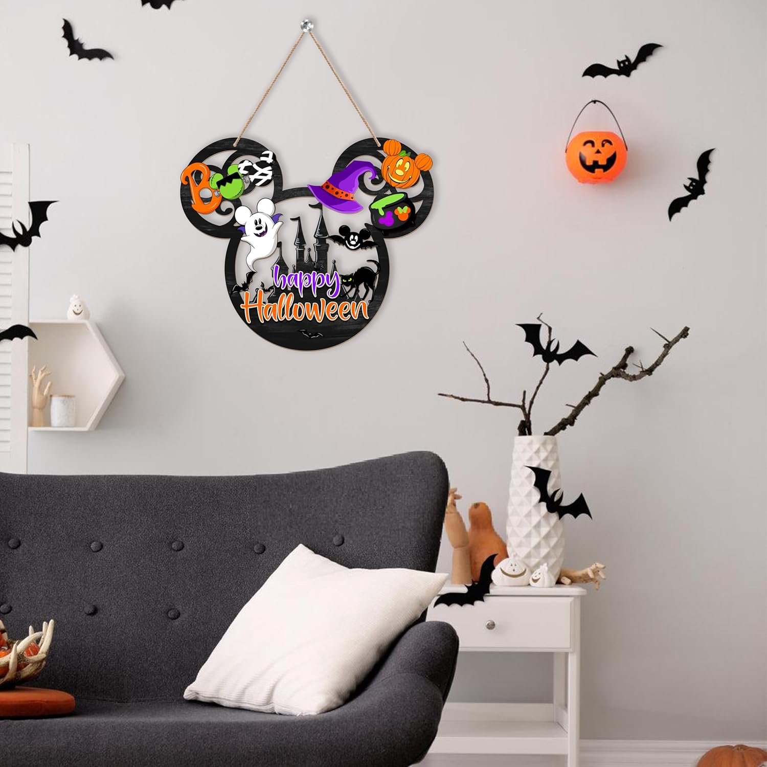 Happy Halloween Door Sign Mouse Shape Decor