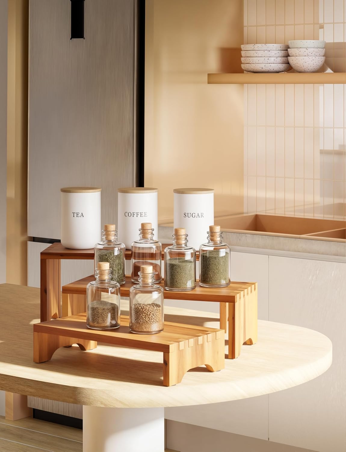 Tidita Acacia Wood Risers Display Stand Set of 3