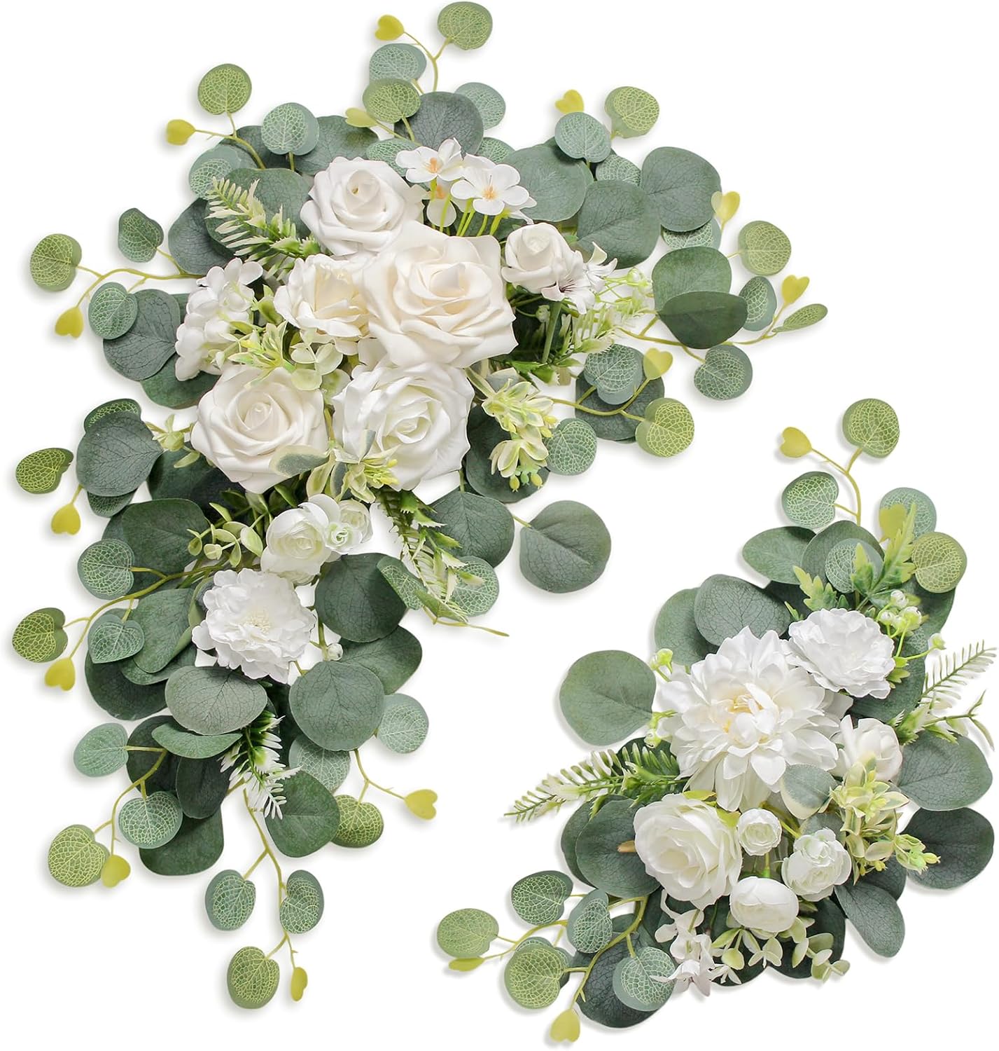 White Artificial Wedding Arch Flowers Set of 2 for Welcome Ceremony