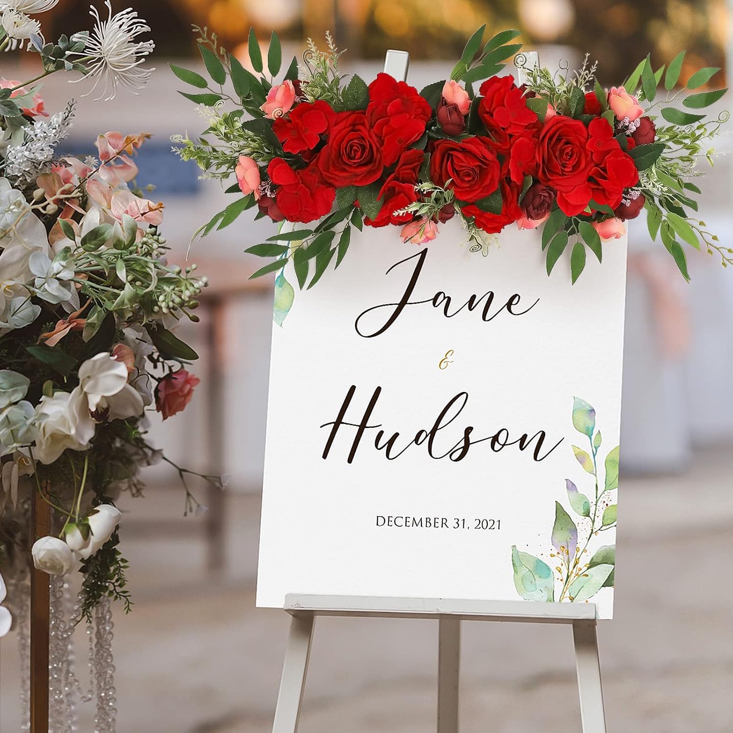 BFYDOAA Artificial Wedding Arch Flowers Swag