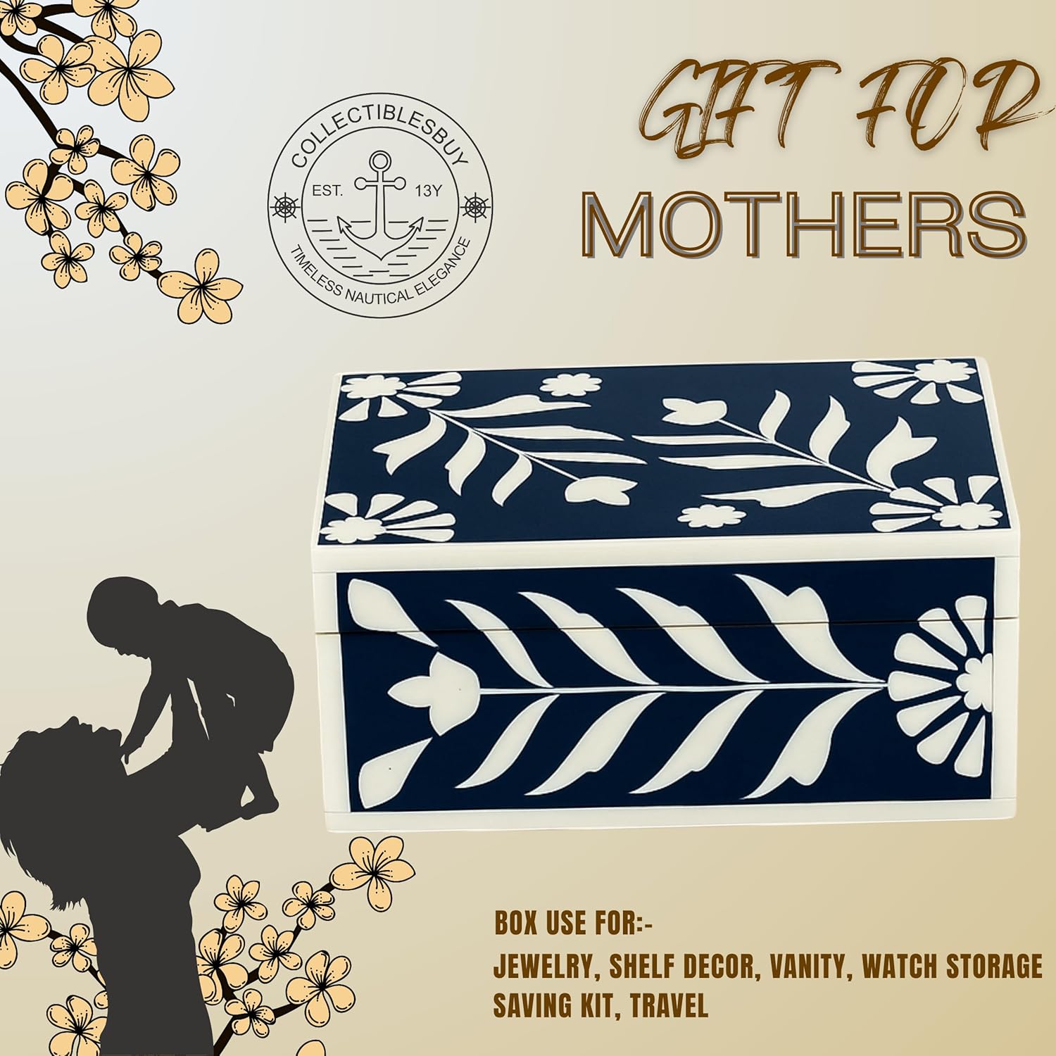 Vintage Look Handmade Bone Inlay Decorative Storage Box