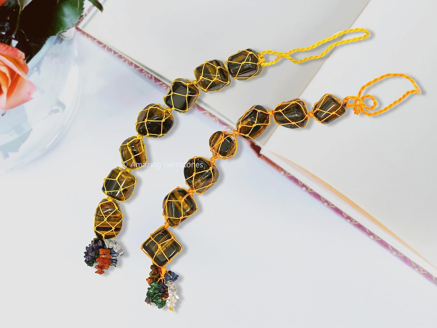 Amazing Gemstone Tiger Eye Crystal Car Mirror Hanging Decor
