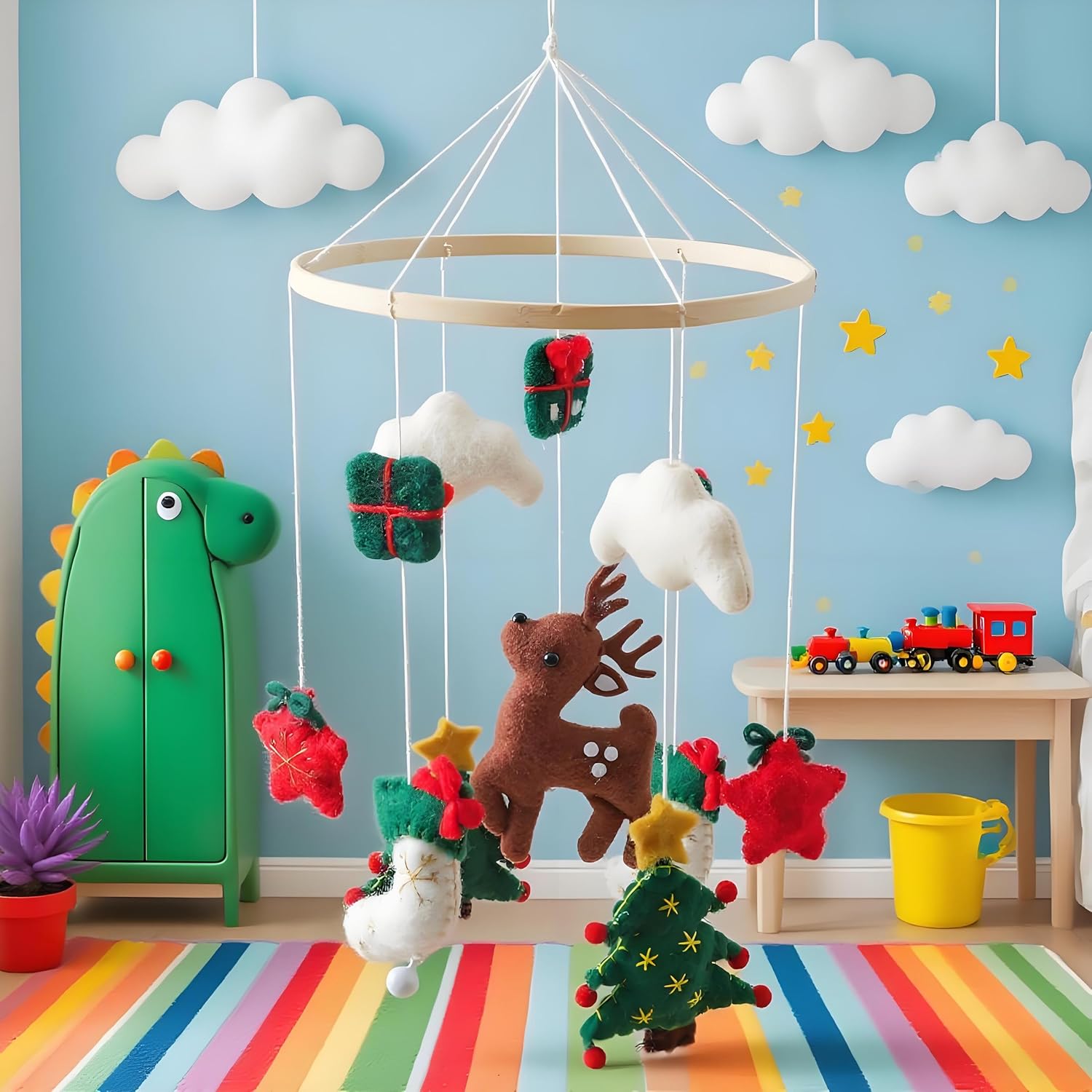 Handmade Felt Christmas Crib Mobile for Baby Room