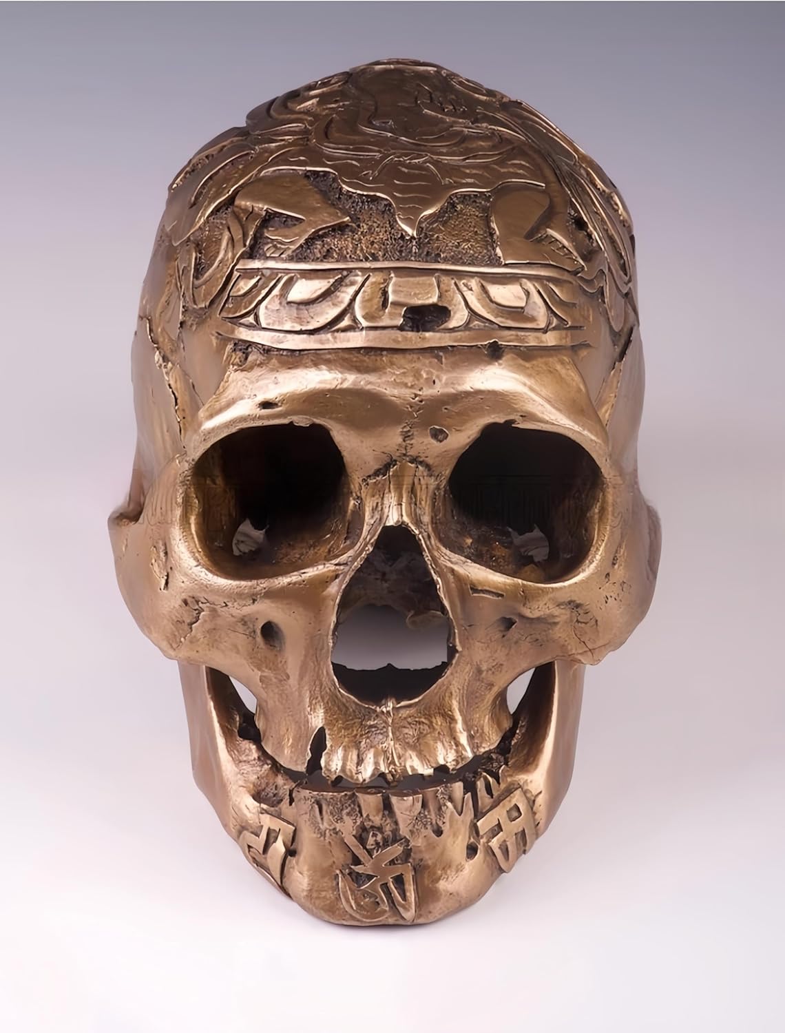 FENGSHUI-CAISHEN Brass Skull Head Sculptures - Unique Halloween Decor for Home and Office