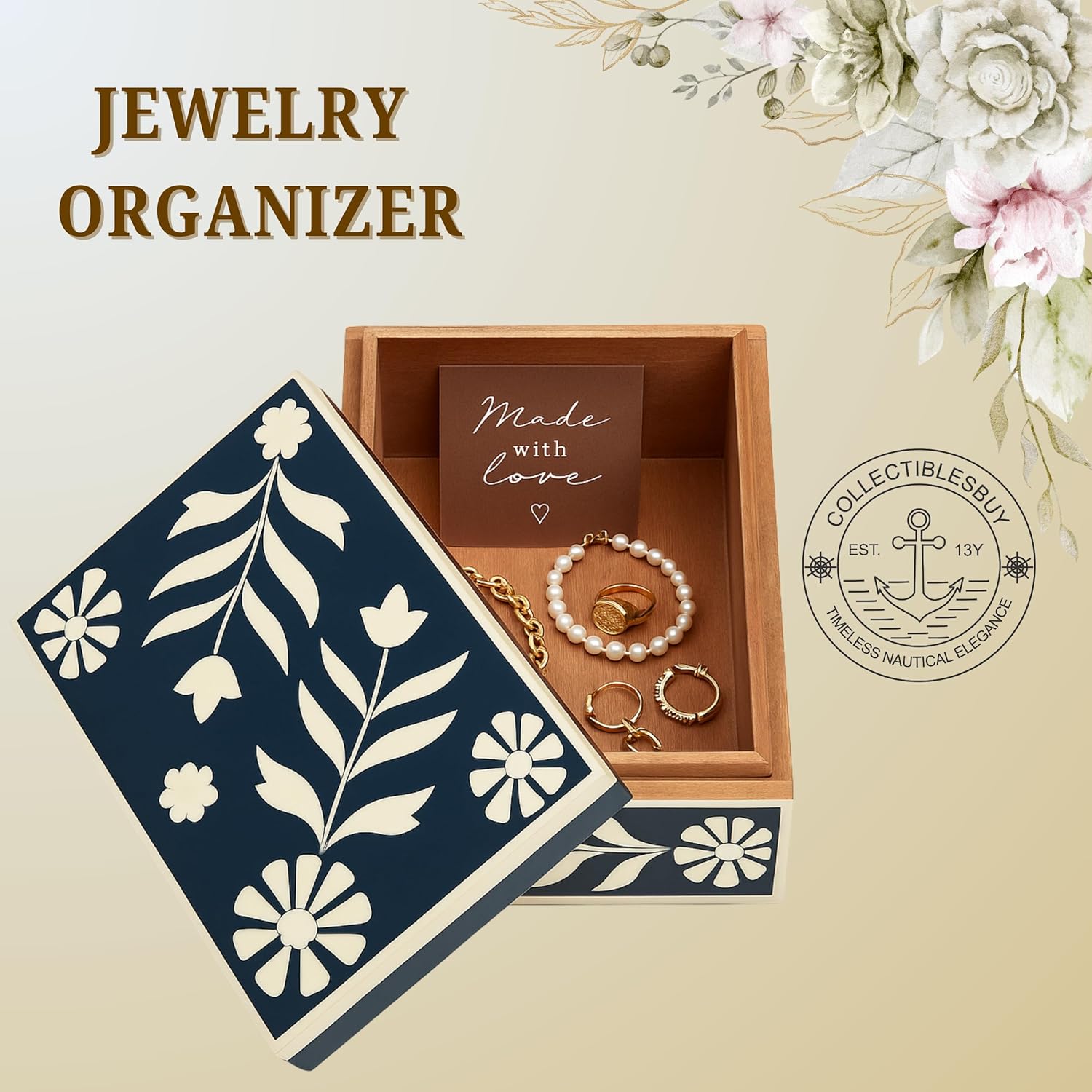 Vintage Look Handmade Bone Inlay Decorative Storage Box