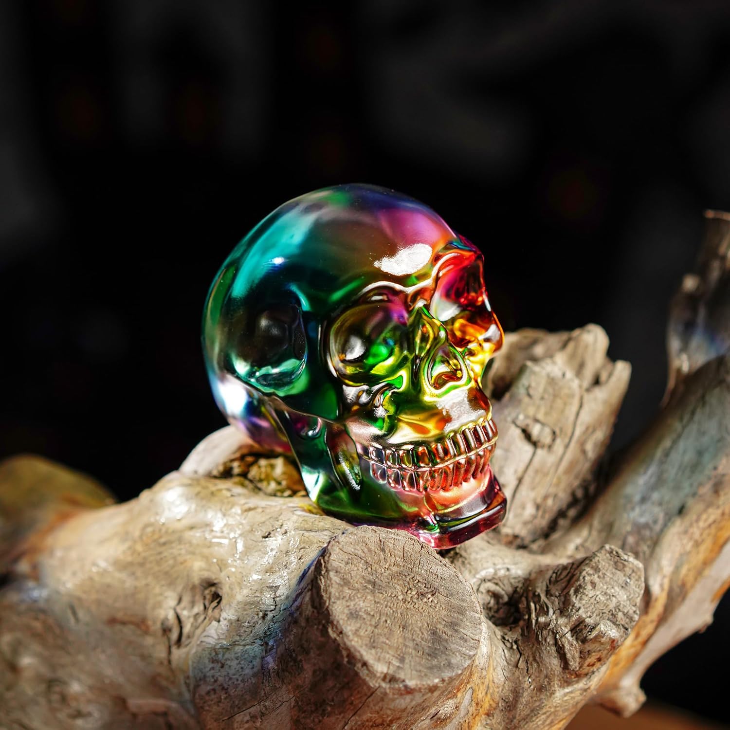 Crystal Skull Head Statues 3 Inch Multicolor Halloween Decor