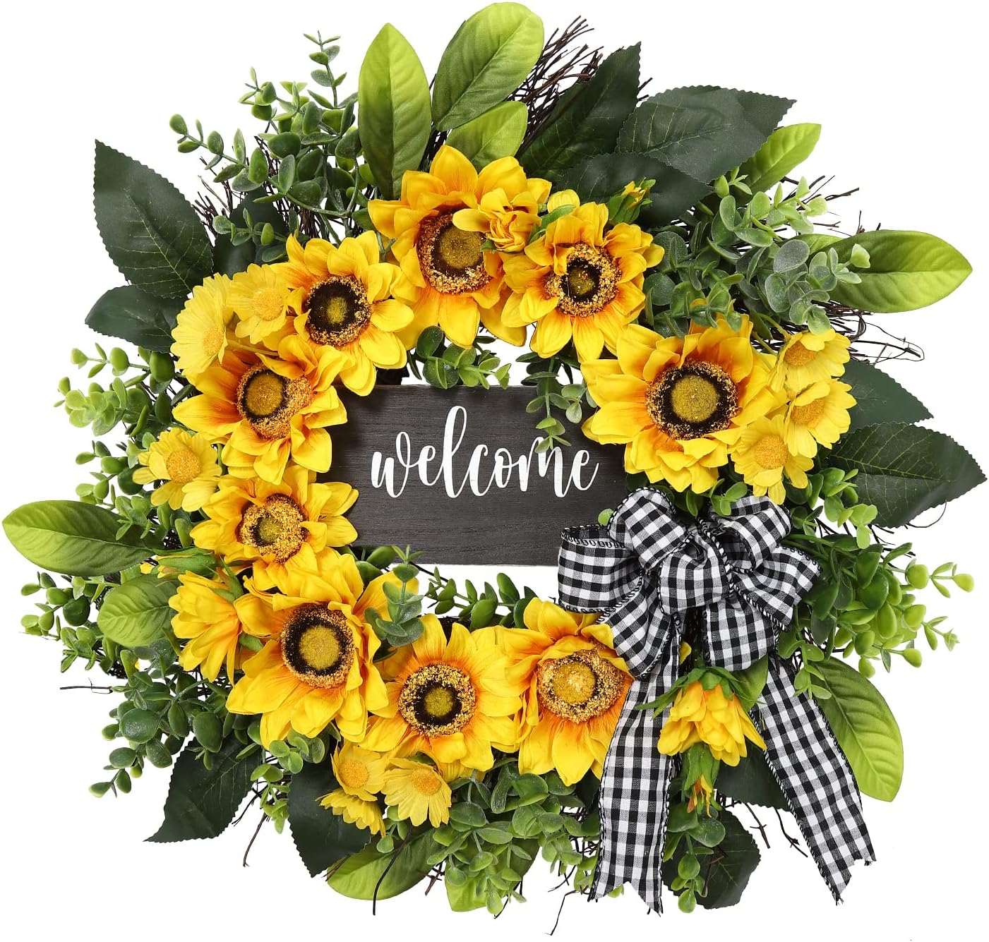 Vofuly Sunflower Wreath 20 Inch Welcome Front Door Decor