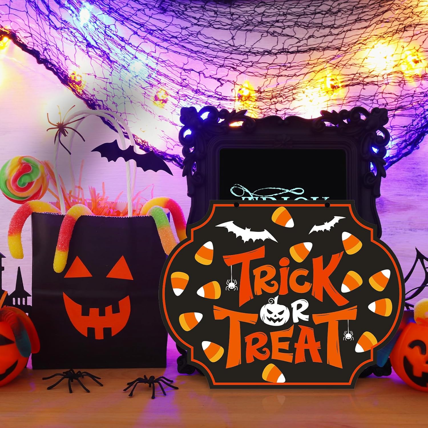 4 Pcs Halloween Felt Hanging Signs for Wreaths and Door Decorations