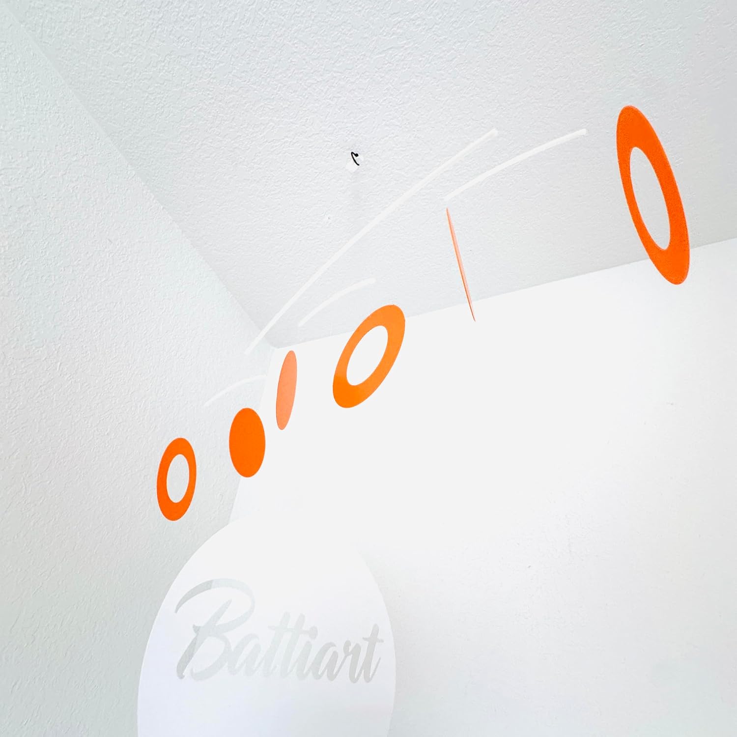 Minimalist Hanging Mobile with 3 Solid Circles and 3 Ring-Shaped Circles