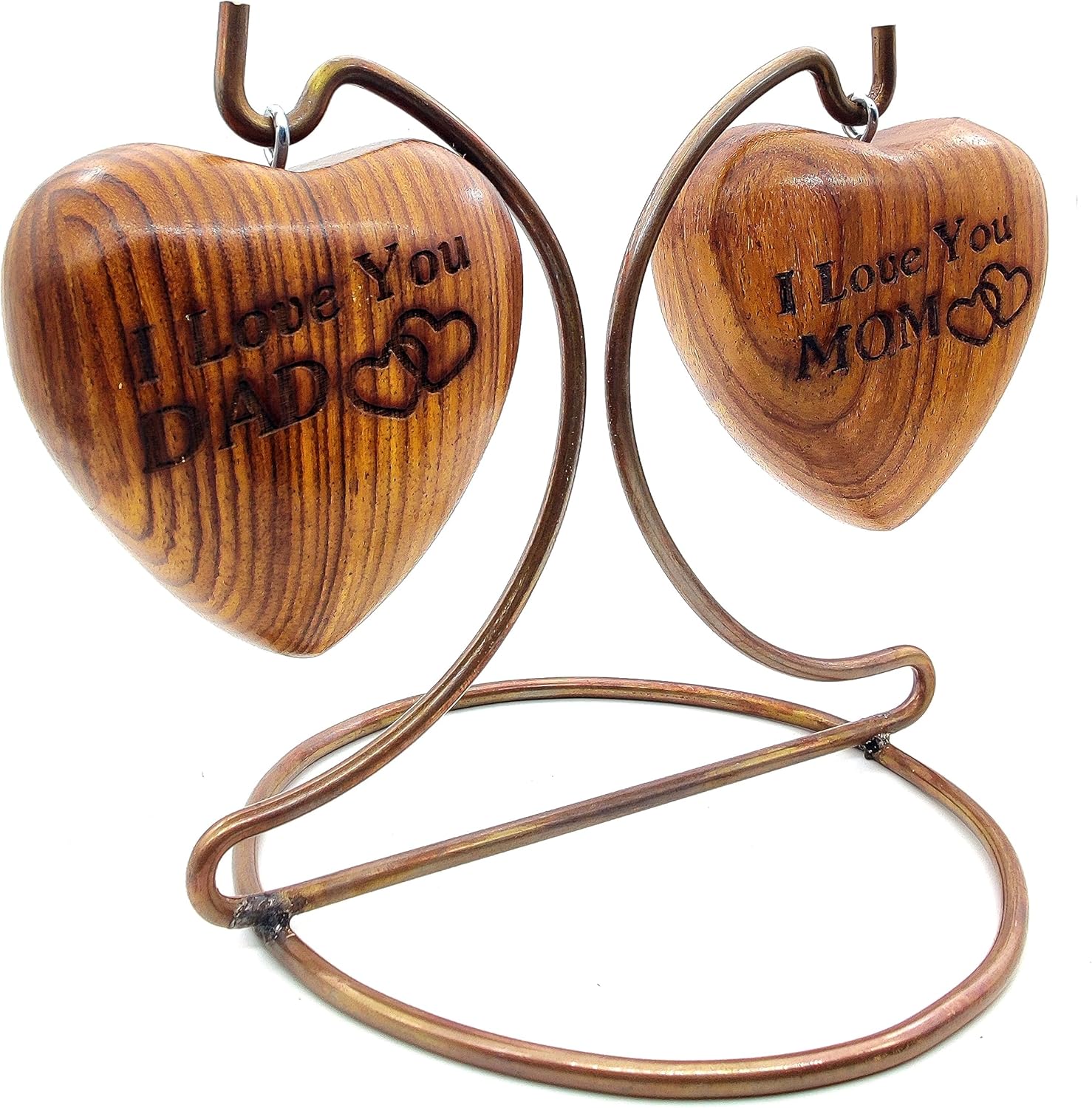 Wooden Dual Heart Keepsake Urn for Ashes
