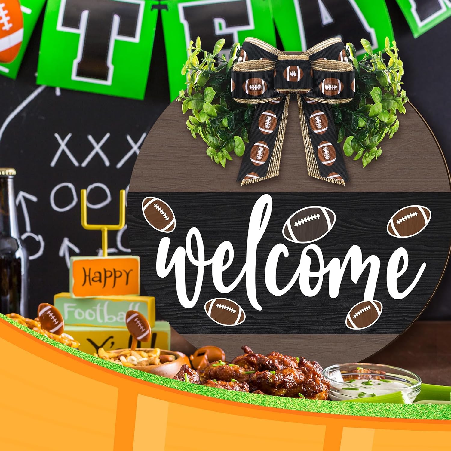 Hello Fall Football Welcome Sign for Front Door