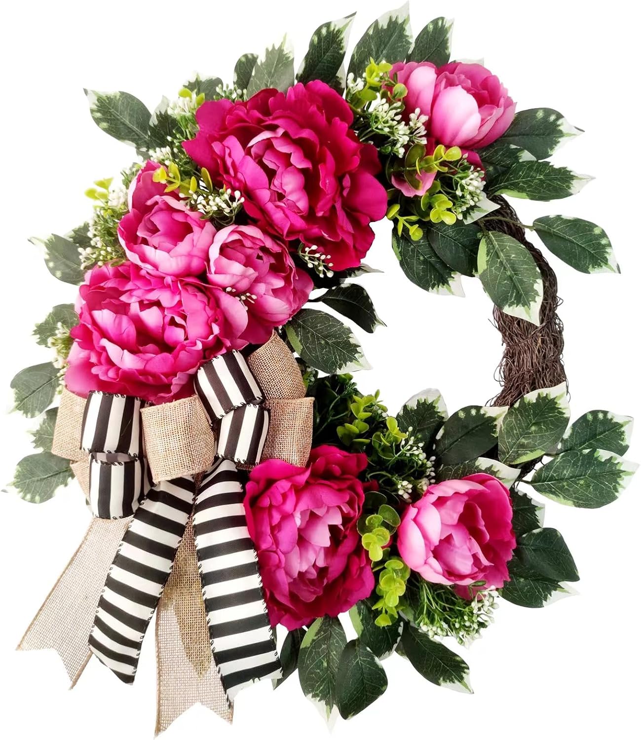 Hot Pink Peony Wreath for Front Door