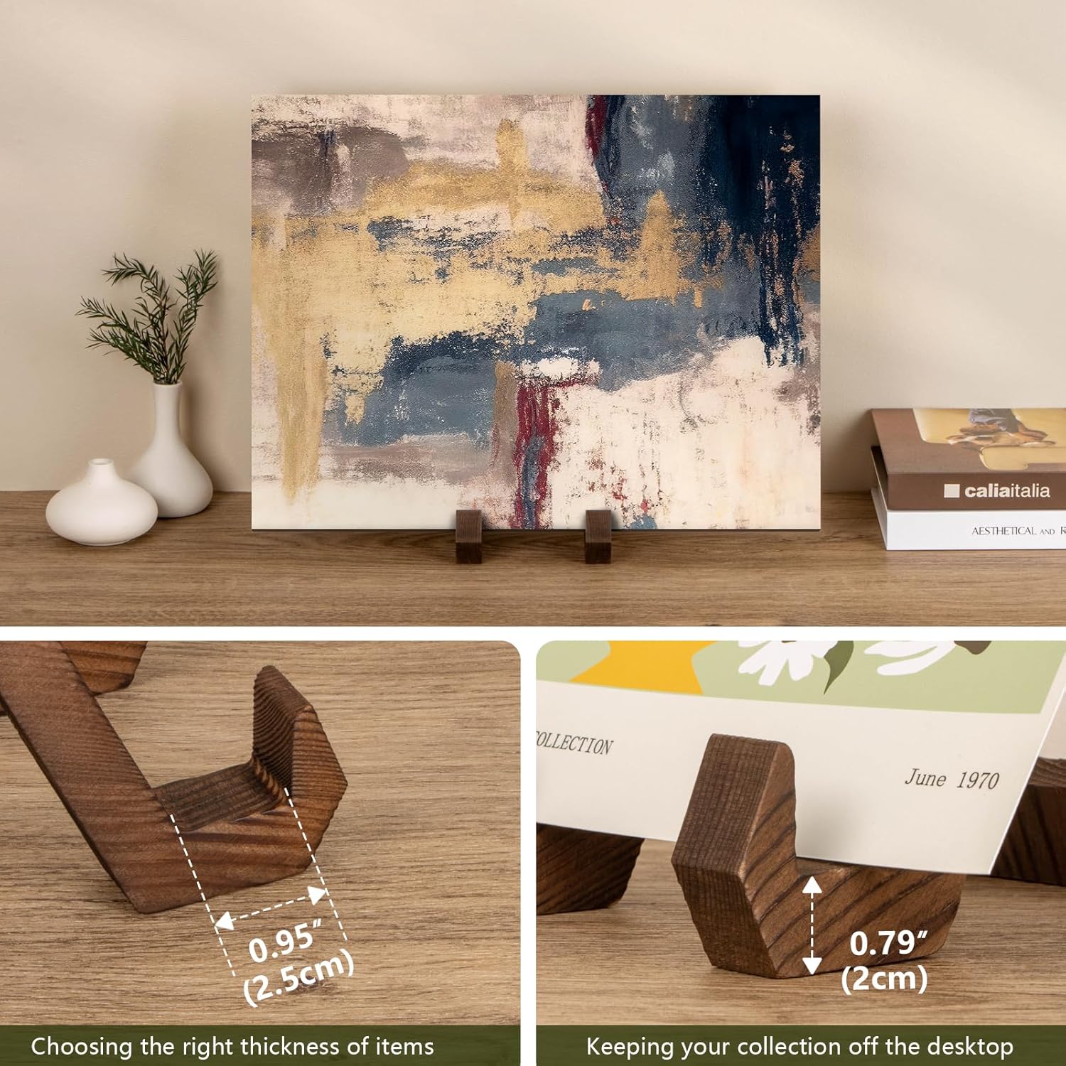 3 Pack 6 Inch Plate Display Stand with Decorative Frame
