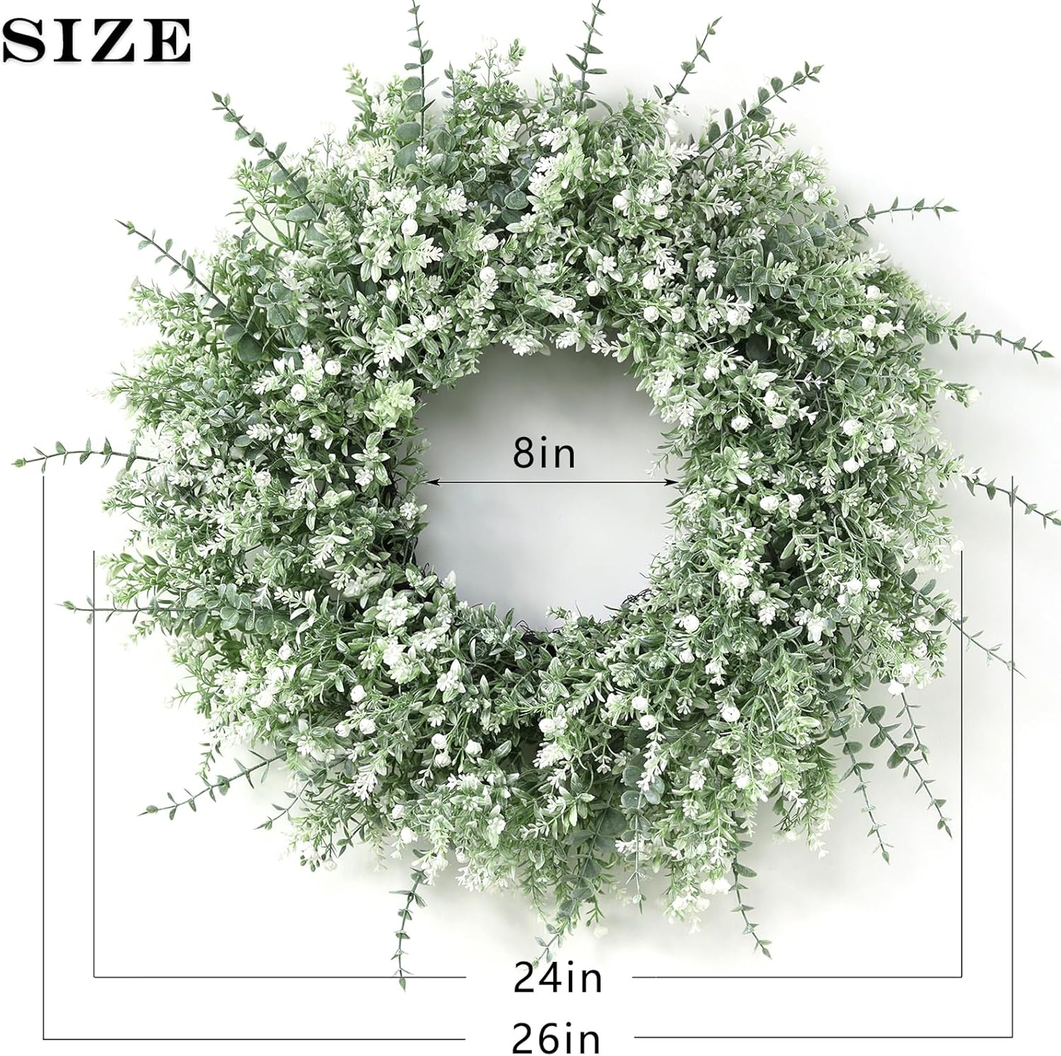 26 Large Eucalyptus Wreath with Lavender and Babys Breath