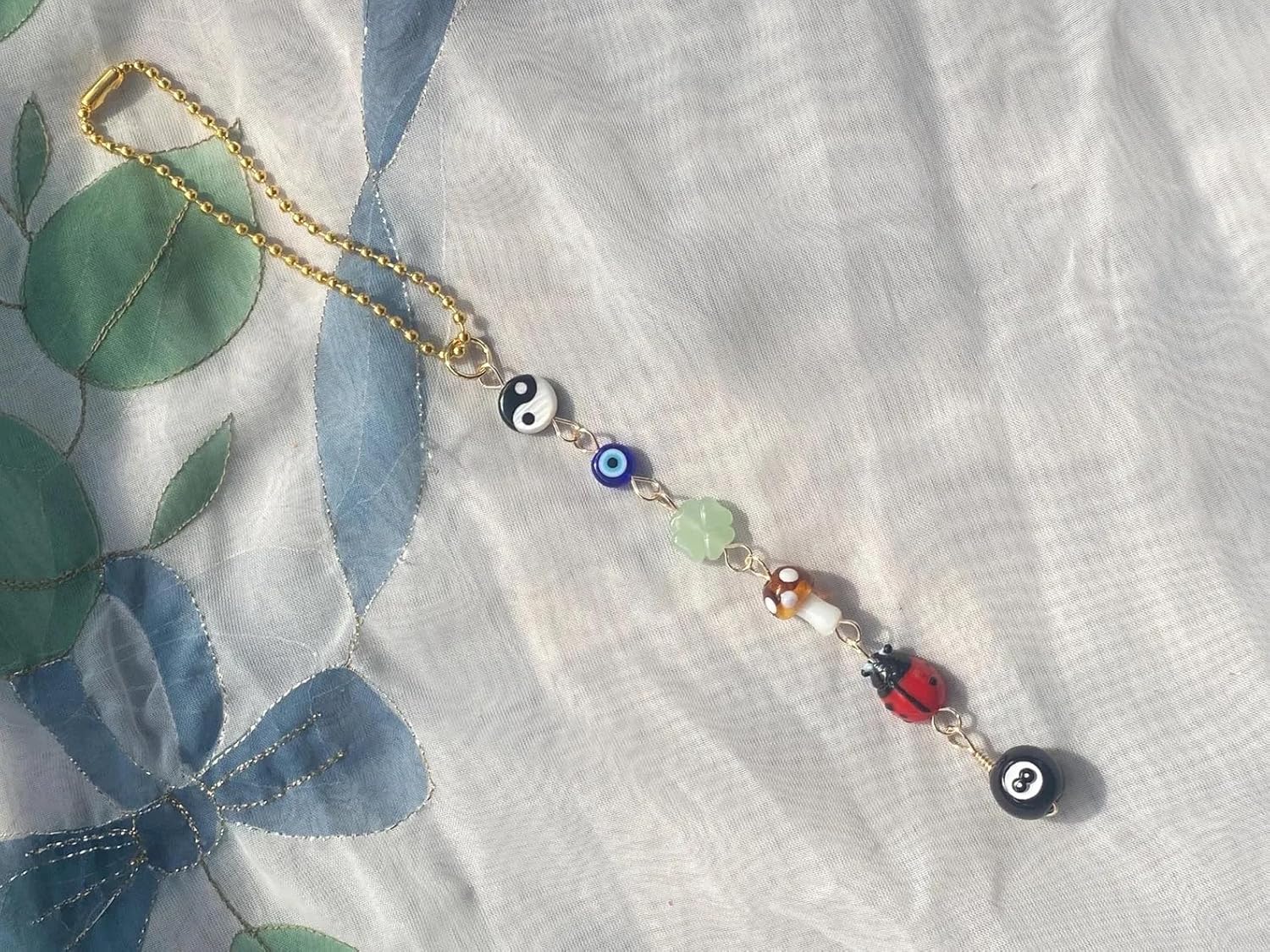 Agromusk Evil Eye Car Hanging Charm with Ladybug and Four-Leaf Clover