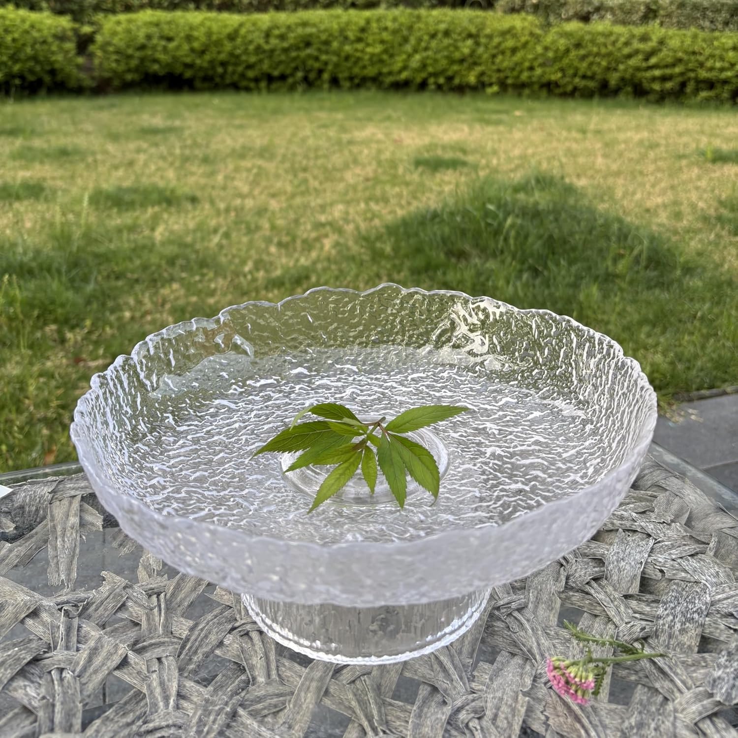 FESTLOVE 10 Inch Clear Glass Fruit Bowl for Home Decor