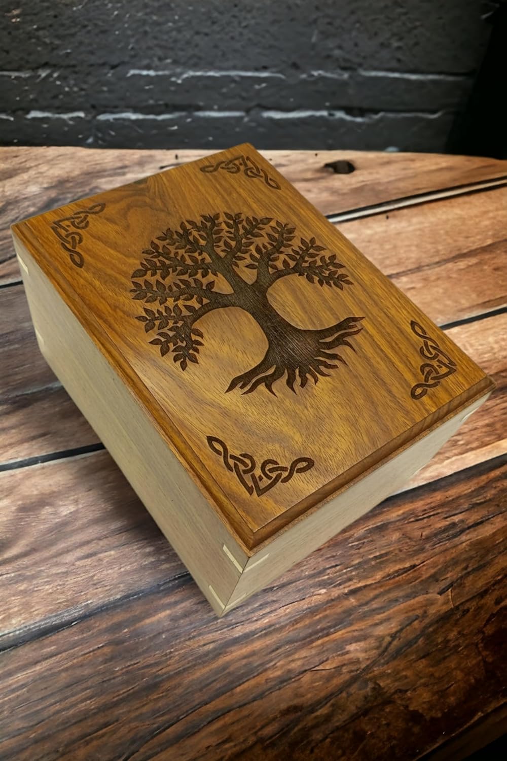 Wooden Urn for Human Ashes - Tree of Life Handcrafted Cremation Urn