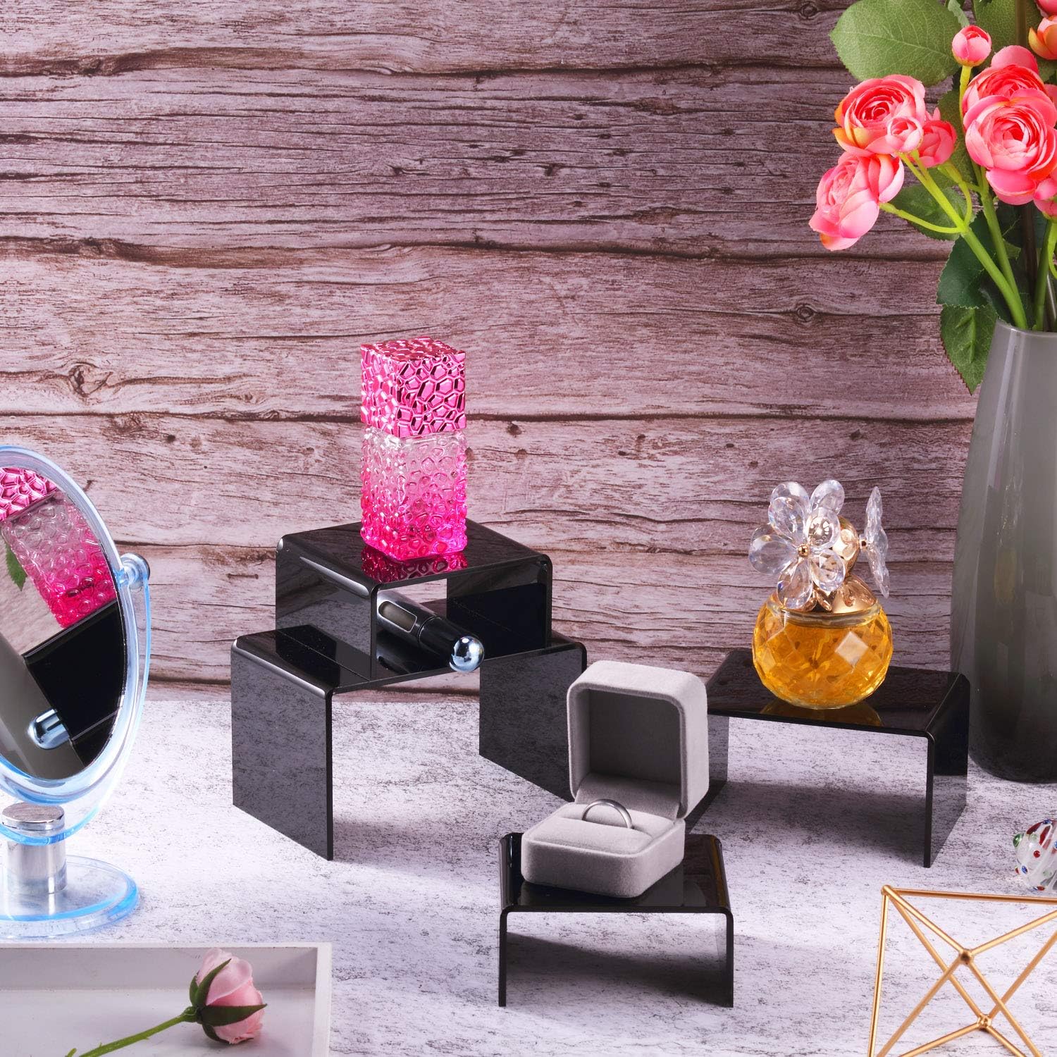 Chuangdi 2 Sets Acrylic Display Risers for Jewelry and Desserts