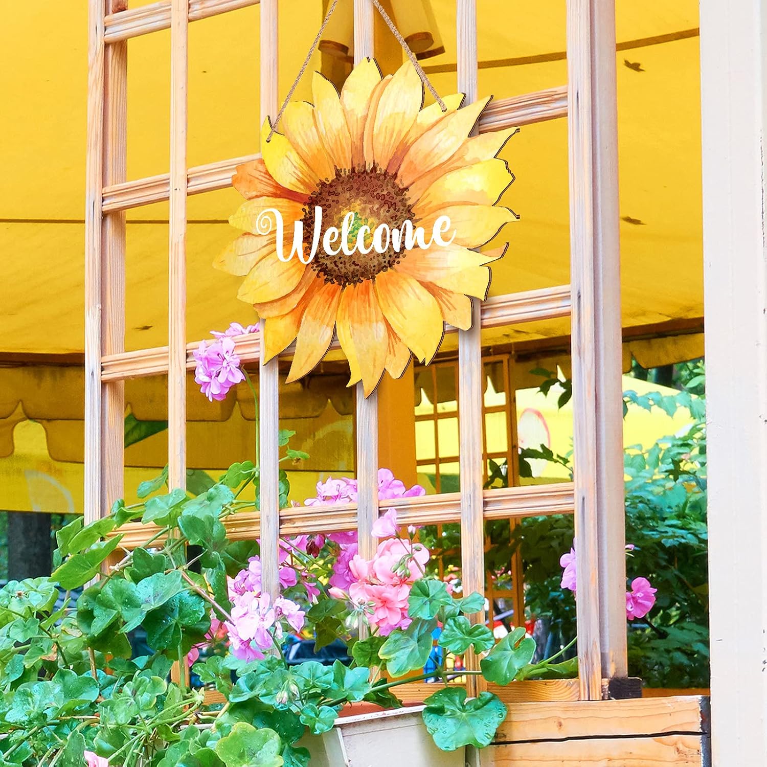 Jetec Sunflower Welcome Door Hanger 12 Inches Wood Sign