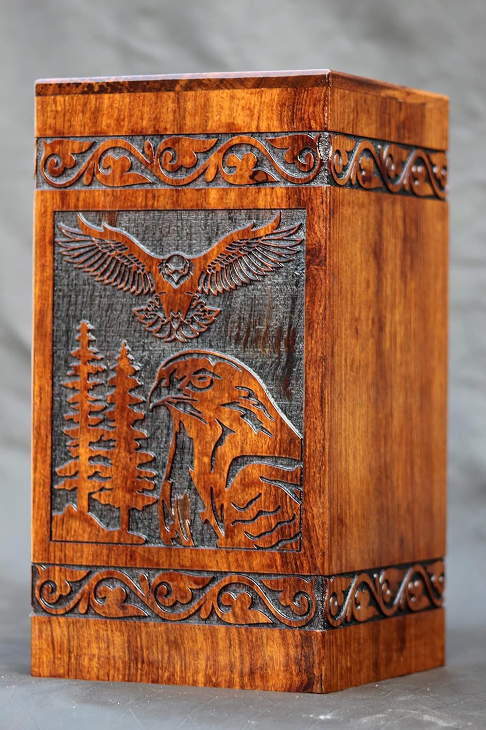 Rosewood Urn for Human Ashes - Eagle Hand-Crafted