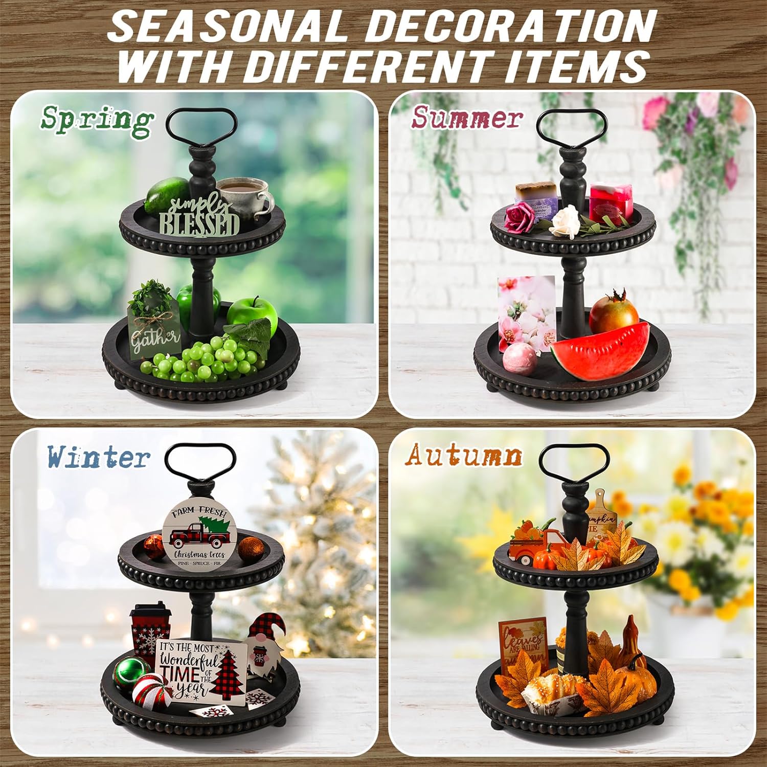 Handmade Two Tiered Decorative Tray Stand