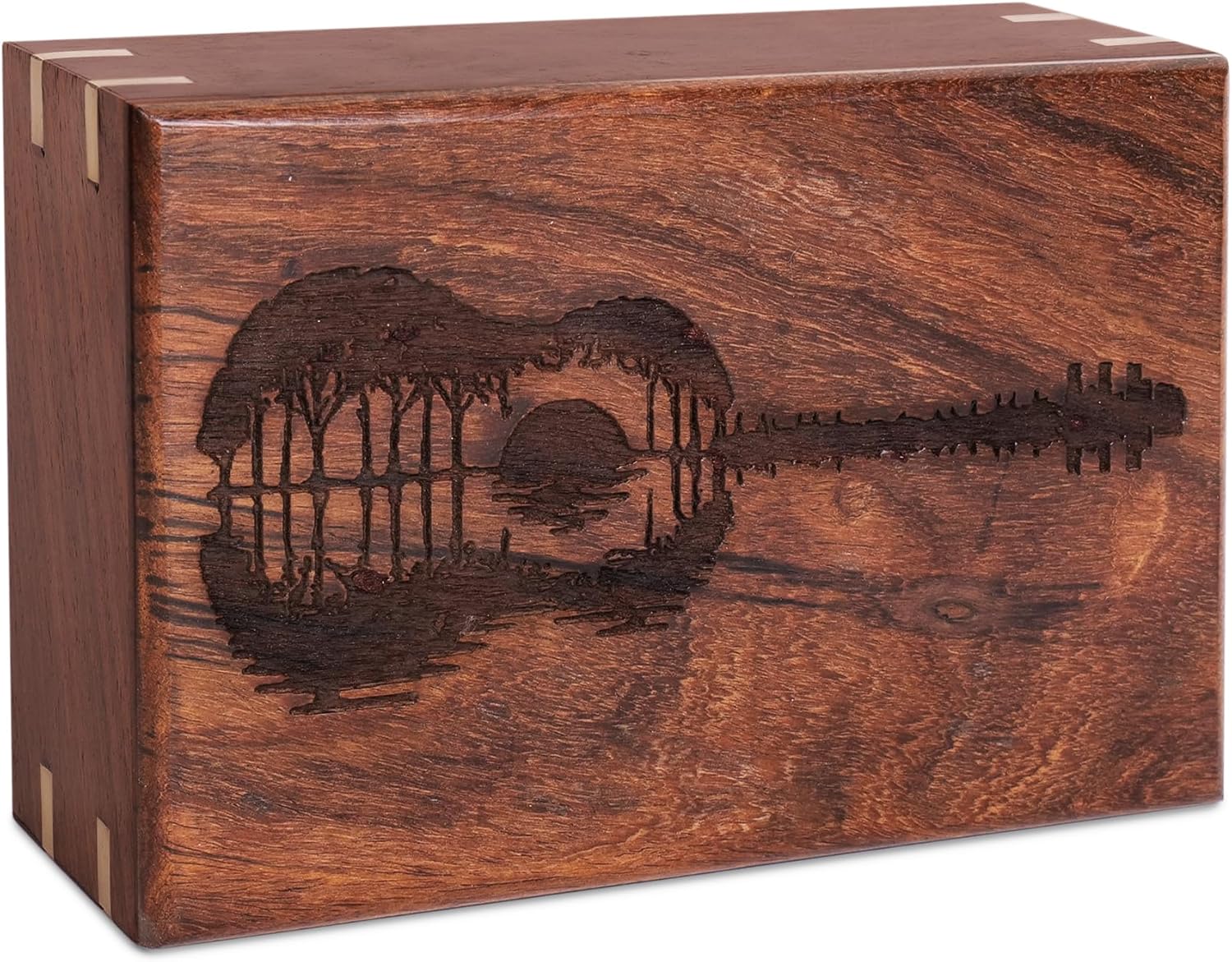 Personalized Rosewood Urns for Human or Pet Ashes Guitar Engraved Cremation Urn