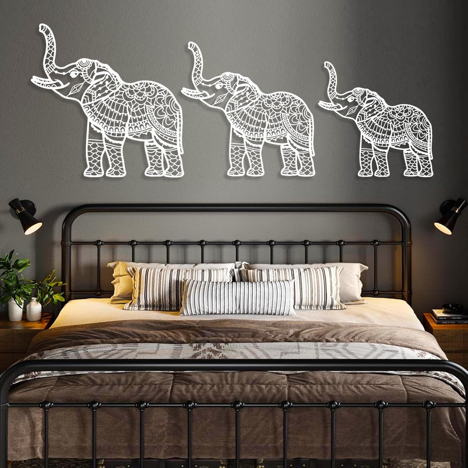 Cadeali Elephant Metal Wall Art Set of 3 1