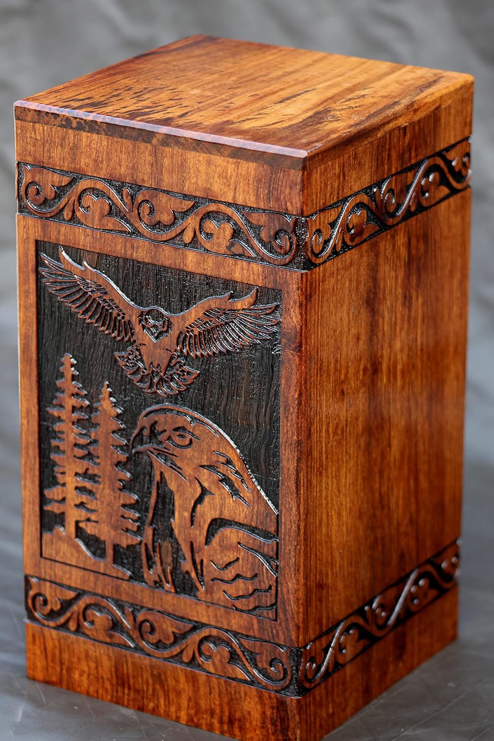 Rosewood Urn for Human Ashes - Eagle Hand-Crafted