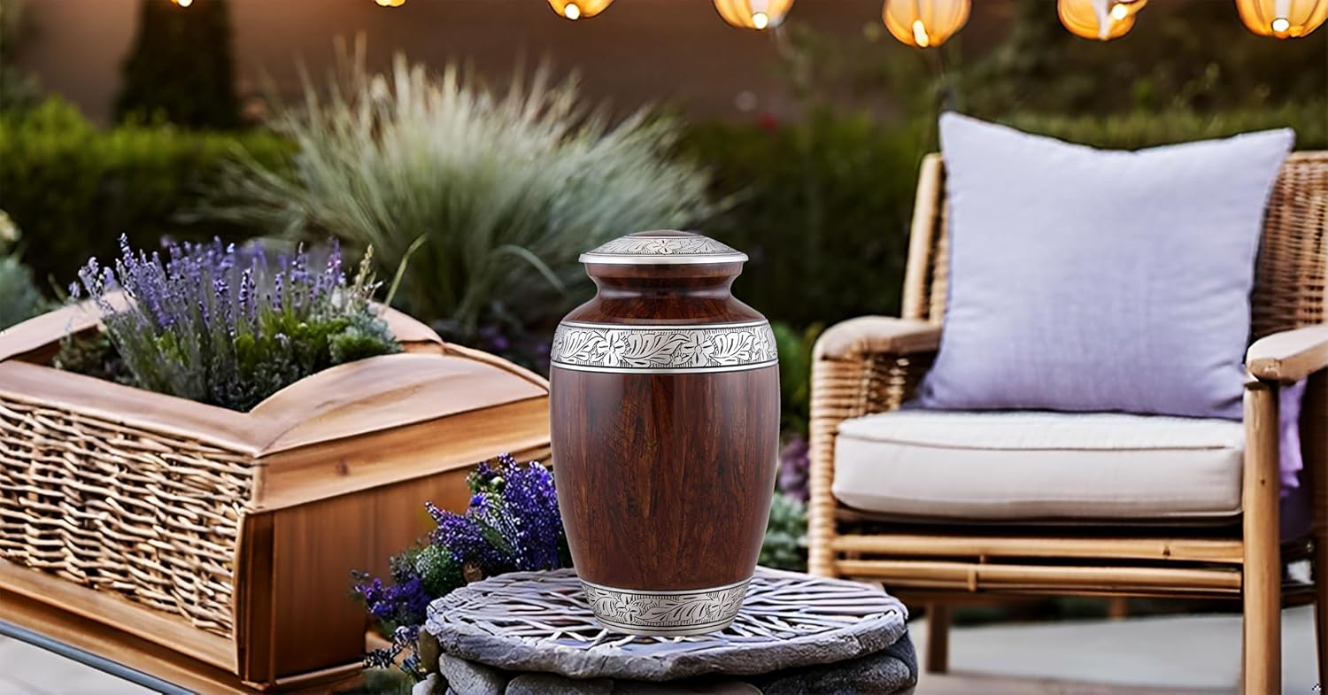 Cremation Urn for Human Ashes Large Adult Memorial Urn Brown