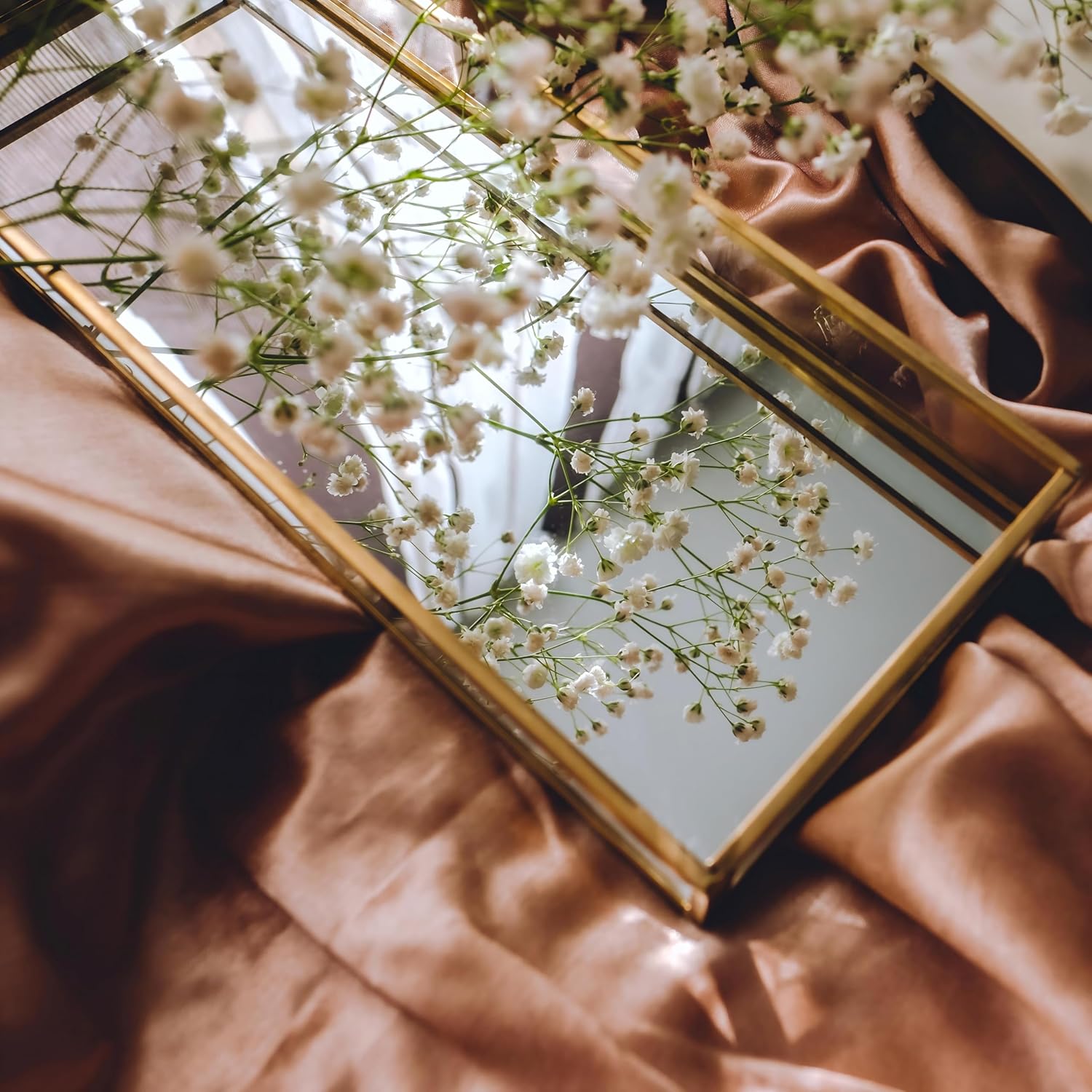 HighFree Gold Mirror Vanity Tray 102x55x16