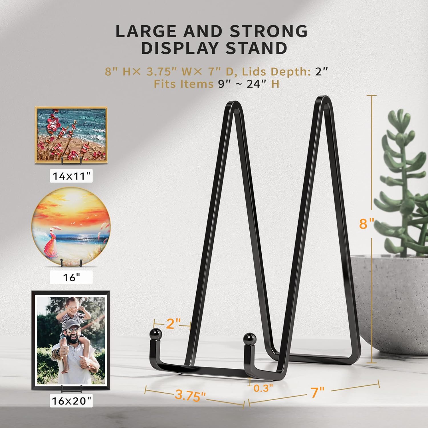 3 Pack 8 Inch Plate Stands for Display - Heavy Duty Metal Easel Holder