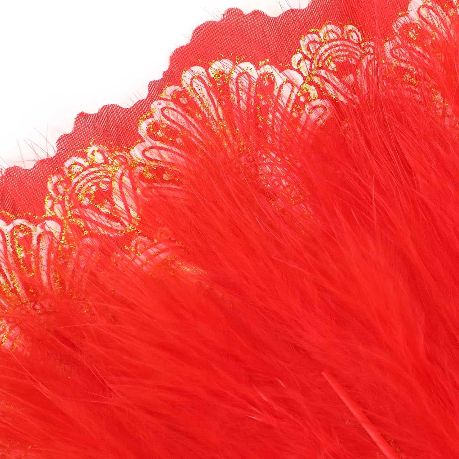 Marabou Feather Fan with Hollow Carved Design