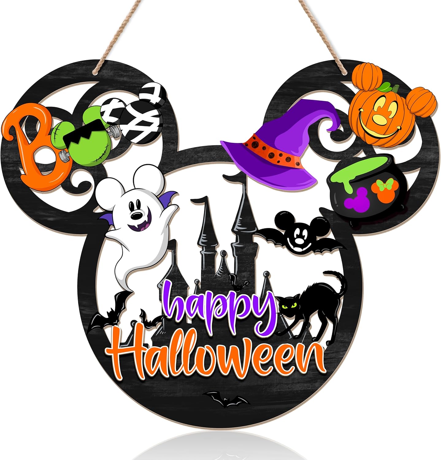 Happy Halloween Door Sign Mouse Shape Decor