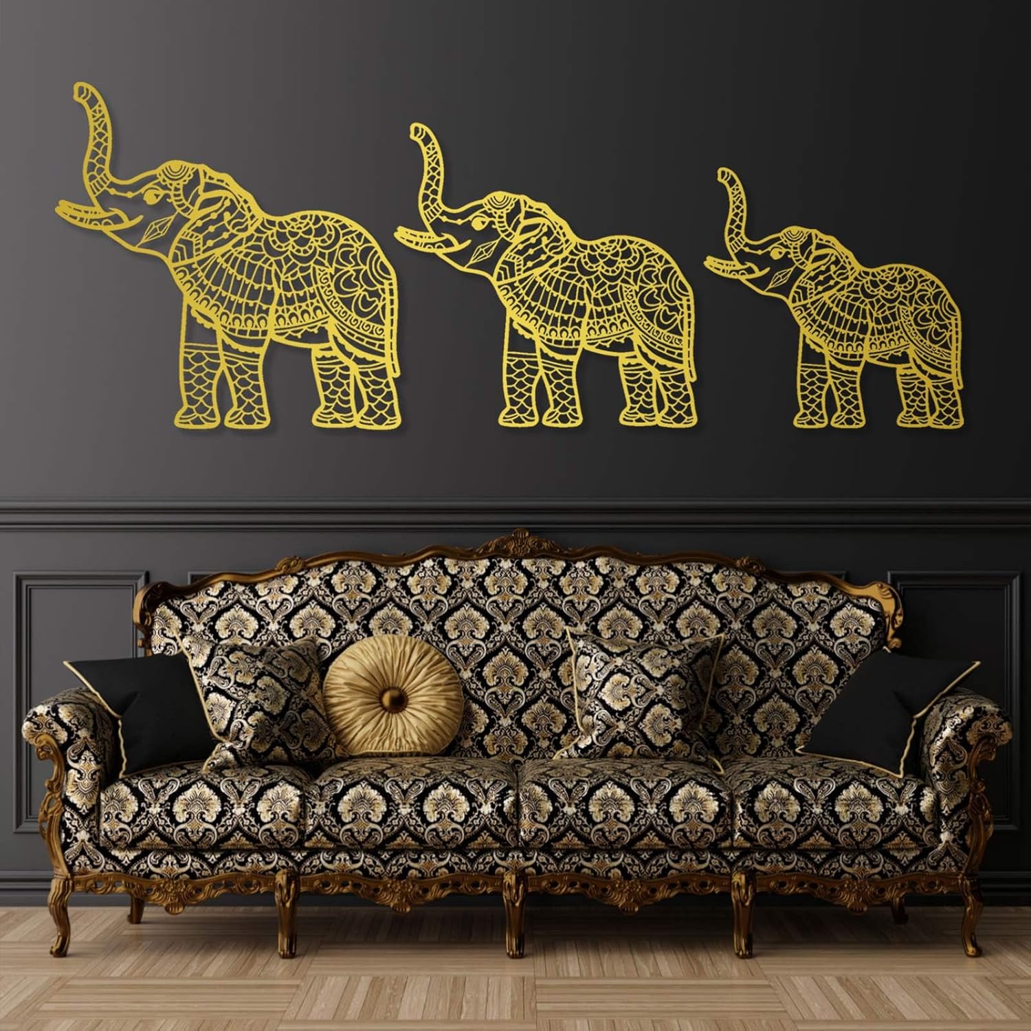 Cadeali Elephant Metal Wall Art Set of 3 1