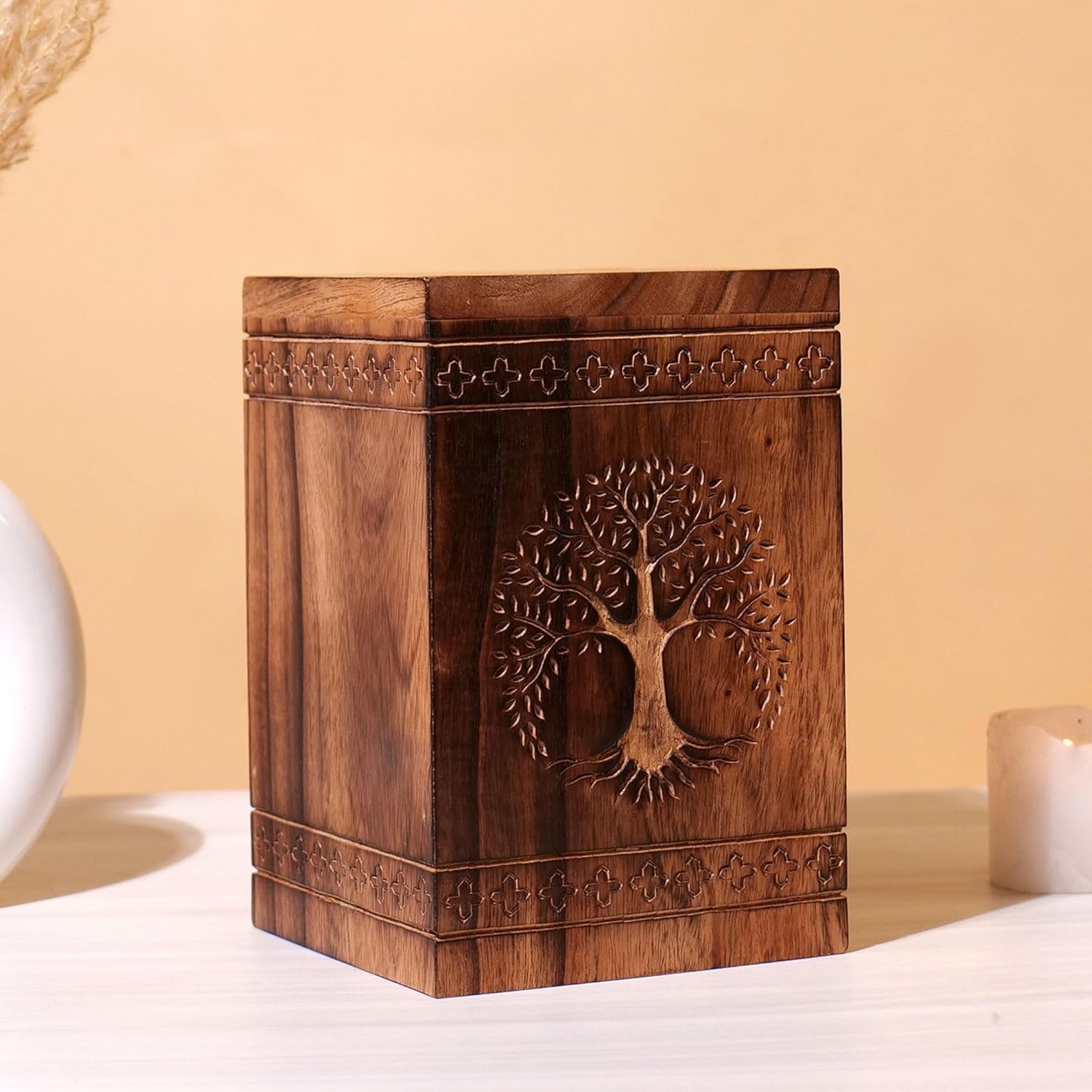 Hashcart Wooden Cremation Urn for Human Ashes 250 Lbs