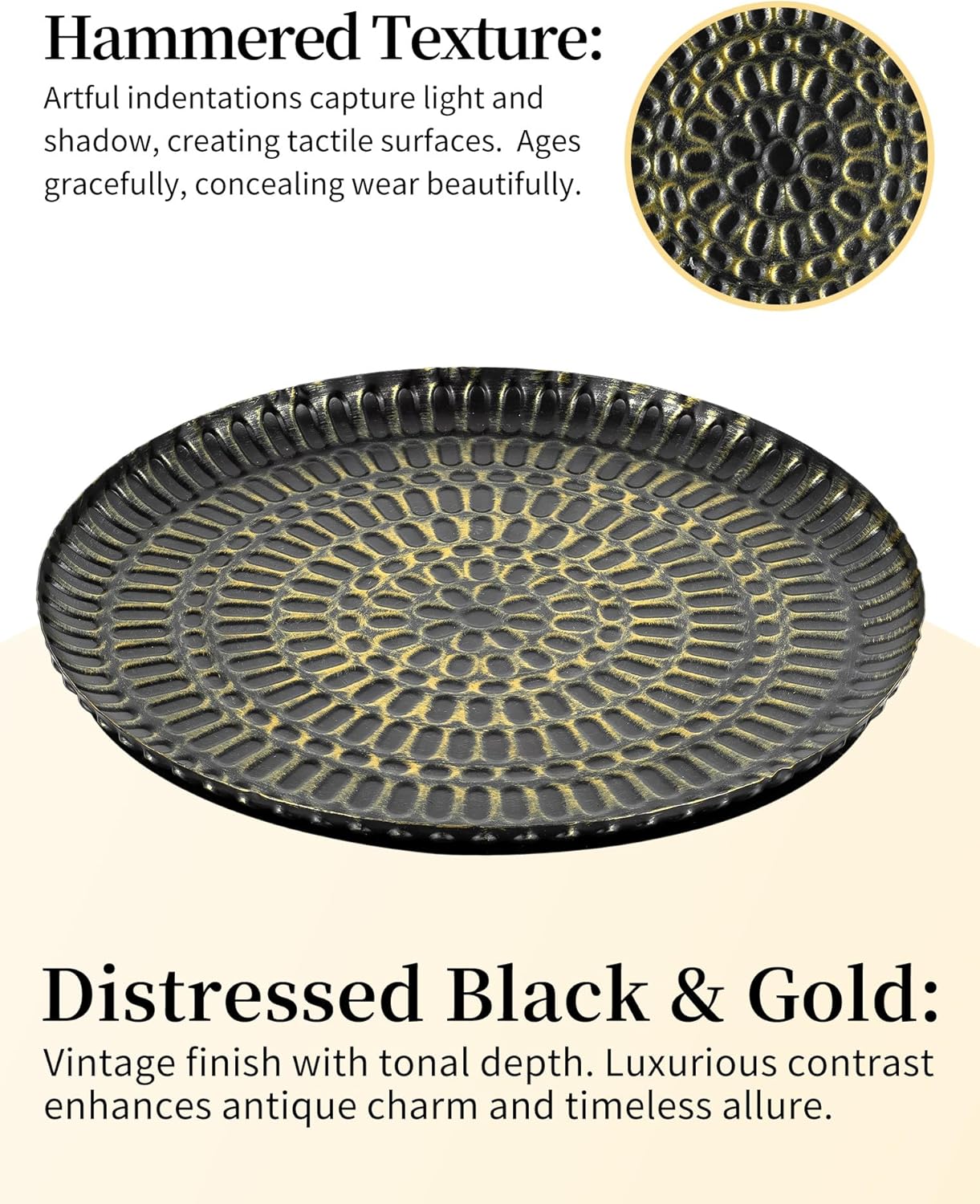 Romadedi Round Candle Tray - 118 Inch Vintage Metal Decor with Distressed Finish