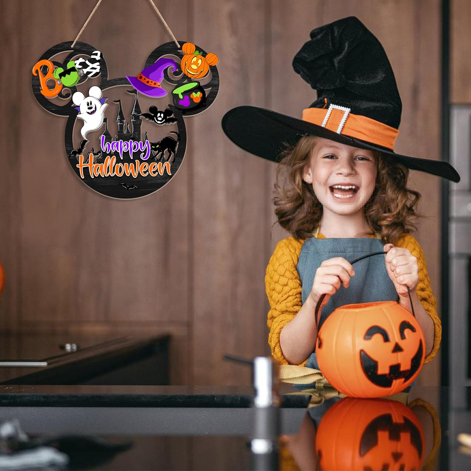 Happy Halloween Door Sign Mouse Shape Decor